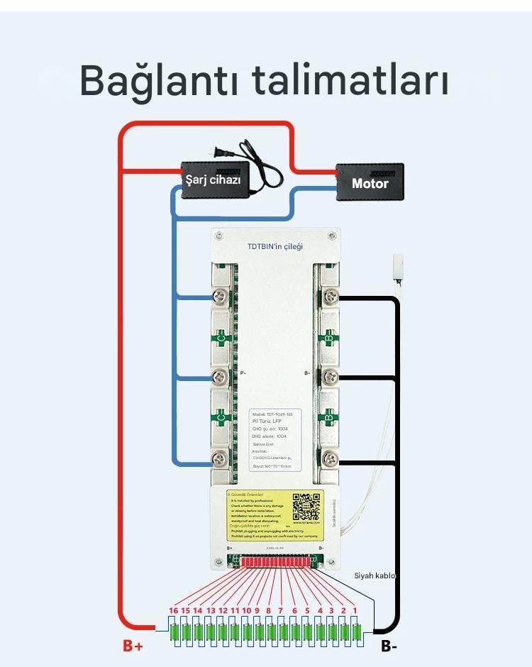 TDT 51.2V 16S 100A LiFePO4 Hardware BMS