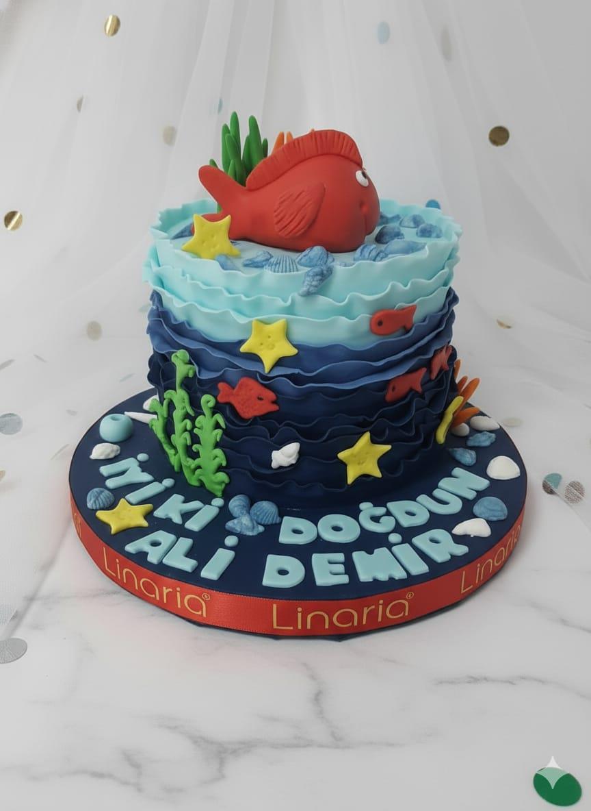 Deniz Temalı Doğum Günü  Pastası