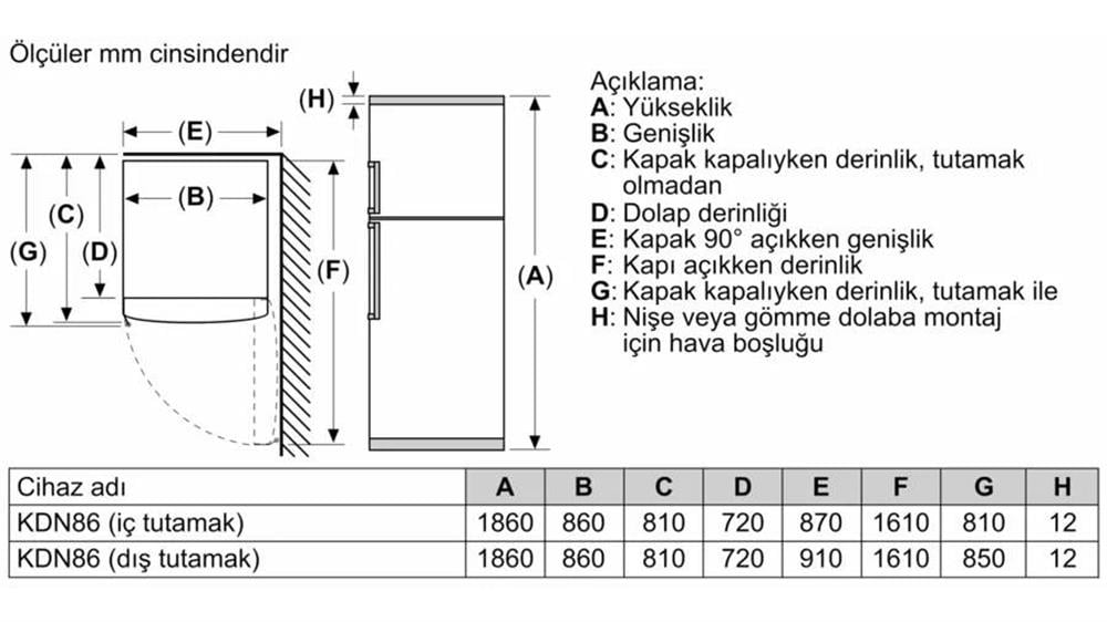 Bosch KDN86XWF0N Buzdolabı