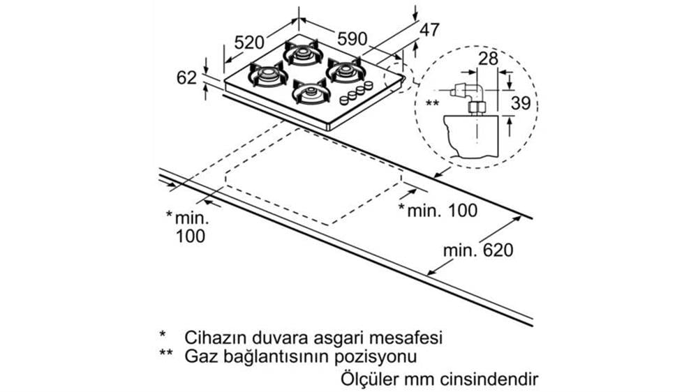 Bosch PBP0C2B82O Setüstü Ocak