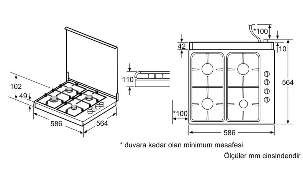 Bosch PBP0C5B80O Setüstü Ocak