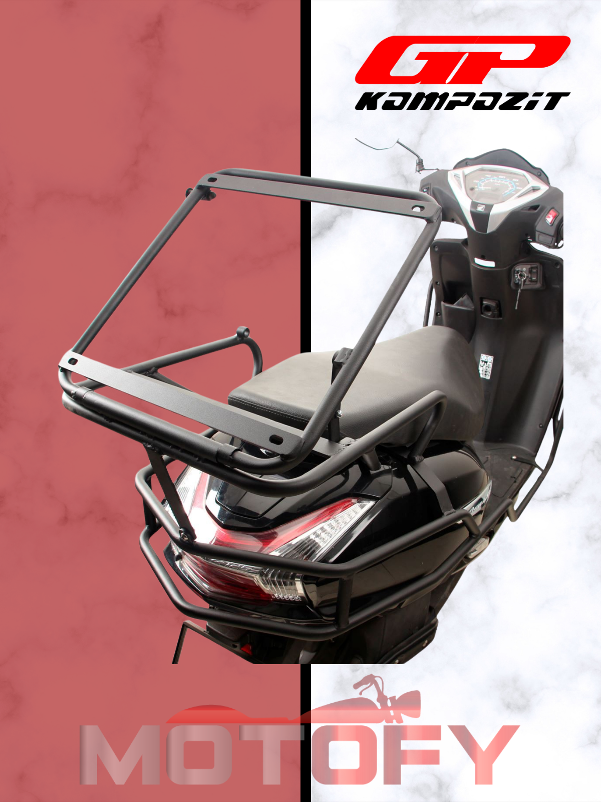  GP Kompozit Honda Activa 2023-2024 Uyumlu Damperli Arka Çanta Demiri Siyah