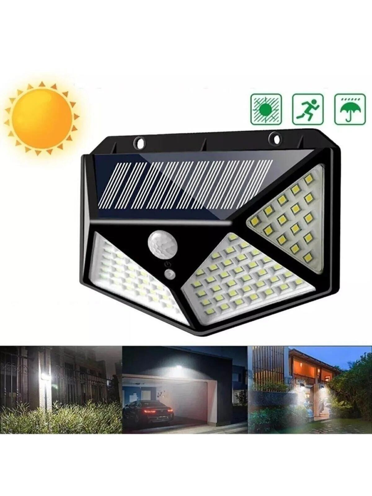 100 Led Solar Güneş Enerjili Hareket Sensörlü Bahçe Garaj Ev Aydınlatma Lambası