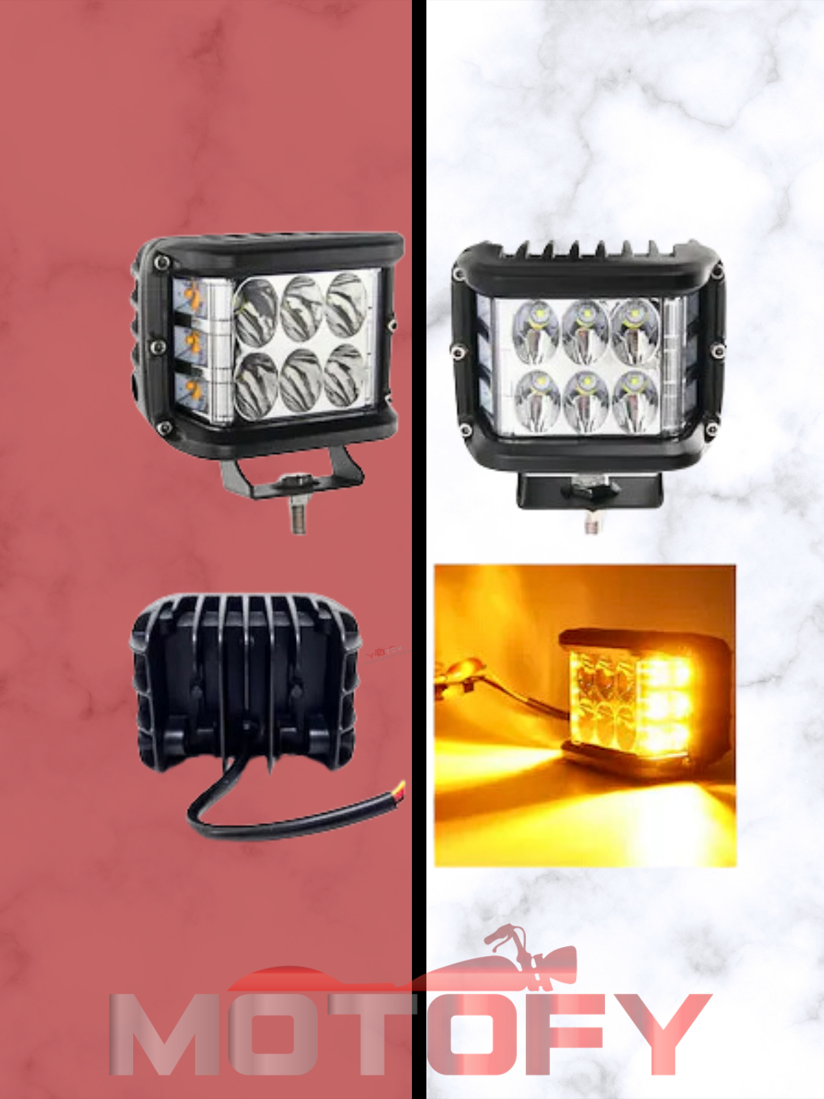 3 MODLU TURUNCU ÇAKARLI COMBO MOTOSİKLET SİS FARI TAKIMI 90W (45W+45W) YÜKSEK AYDINLATMA KALİTESİ + USBLİ AÇ KAPA BUTONU