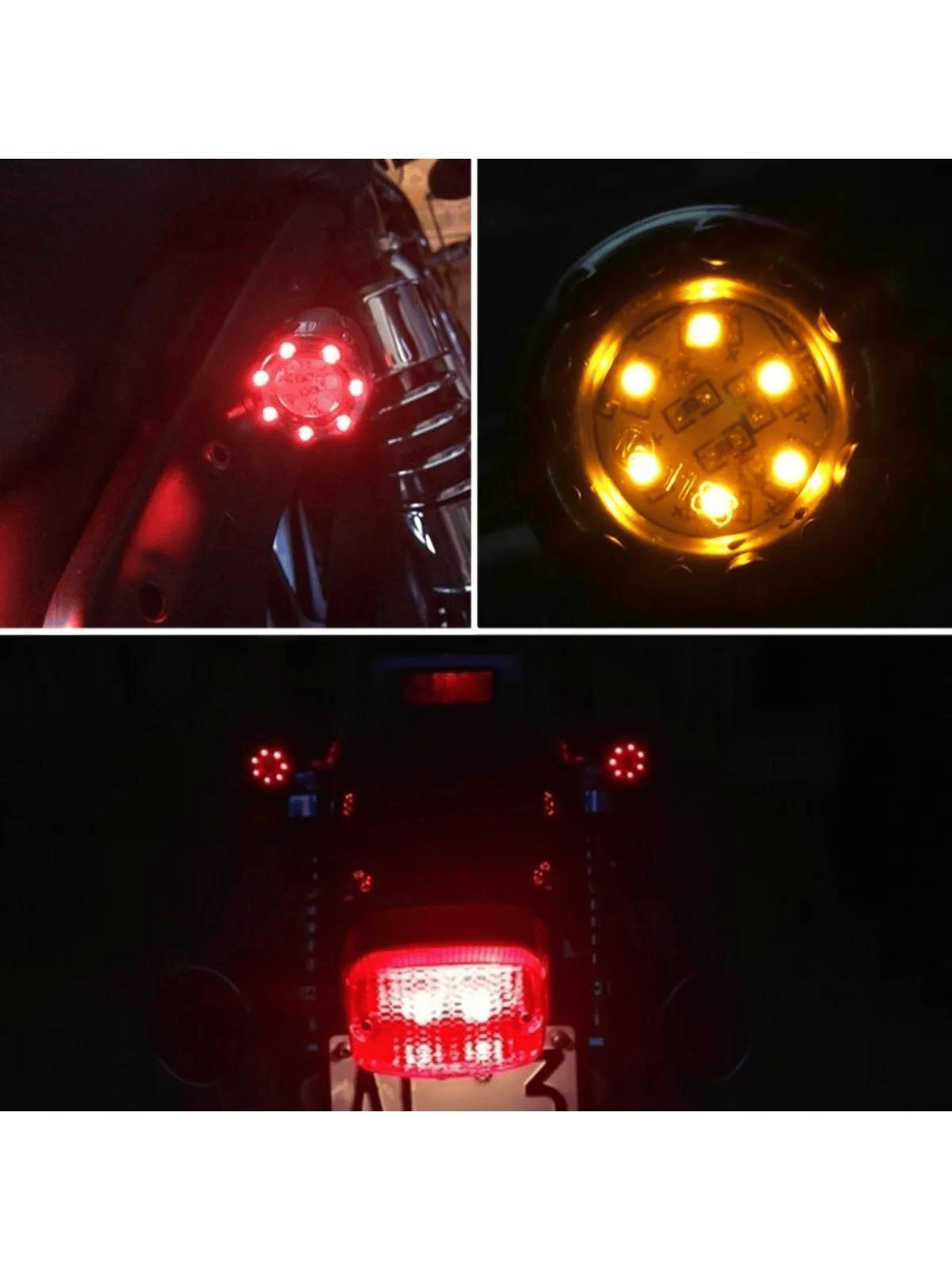 4 Modlu Oval Motosiklet Sinyal Ledi Ve Stop Park Lambası Özellikli Sarı Kırmızı