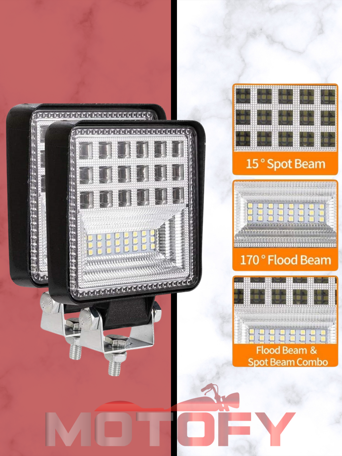 42 LED COMBO AYDINLATMA MOTOSİKLET SİS FARI TAKIMI + USB'Lİ BUTON