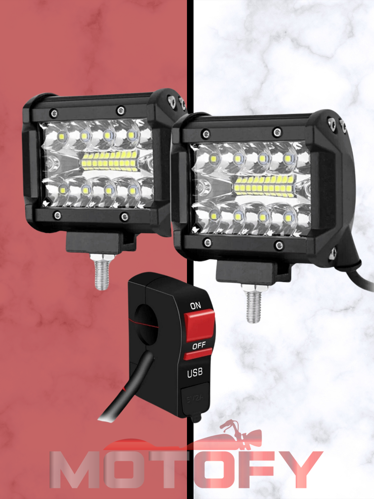 60 W  20 LED COMBO MOTOSİKLET SİS FARI TAKIMI YÜKSEK AYDINLATMA KALİTESİ + USBLİ  AÇ KAPA BUTONU