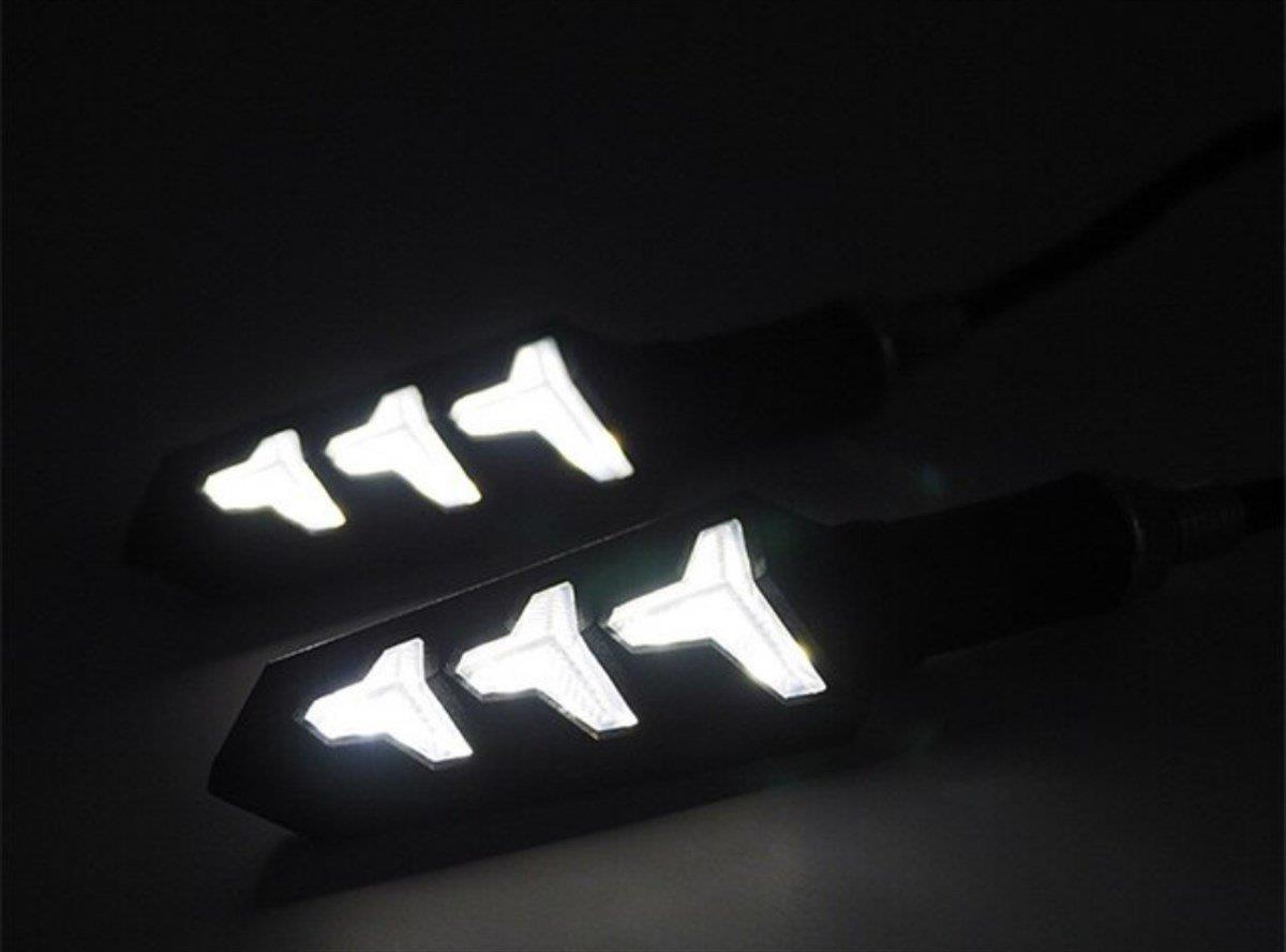 BEYAZ OK ANİMASYONLU MOTOSİKLET LED SİNYAL TAKIMI (2 ADET)