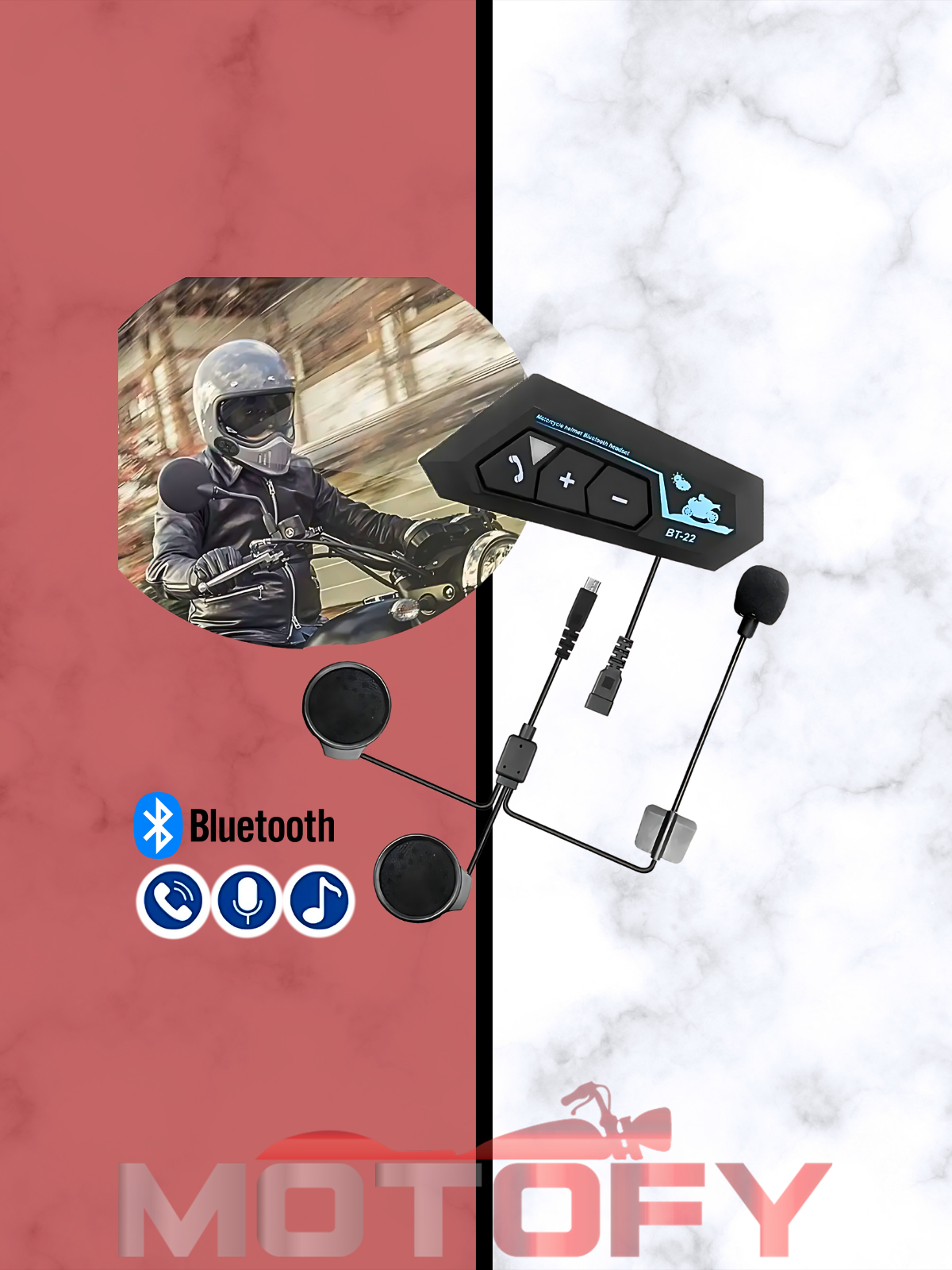 BT22 Kablosuz Bluetooth 5.0 Motosiklet Kask Kulaklık Intercom Kaliteli Hoparlör ve Mikrofon