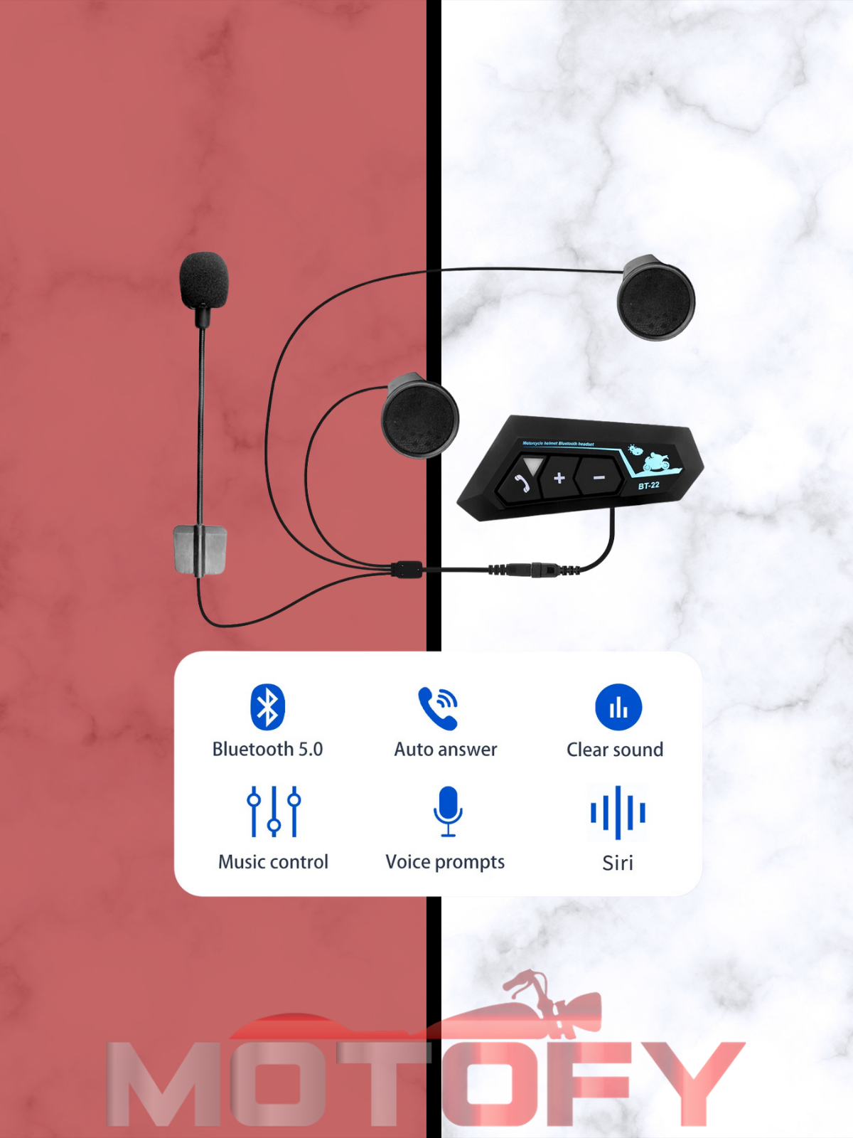 BT22 Kablosuz Bluetooth 5.0 Motosiklet Kask Kulaklık Intercom Kaliteli Hoparlör ve Mikrofon