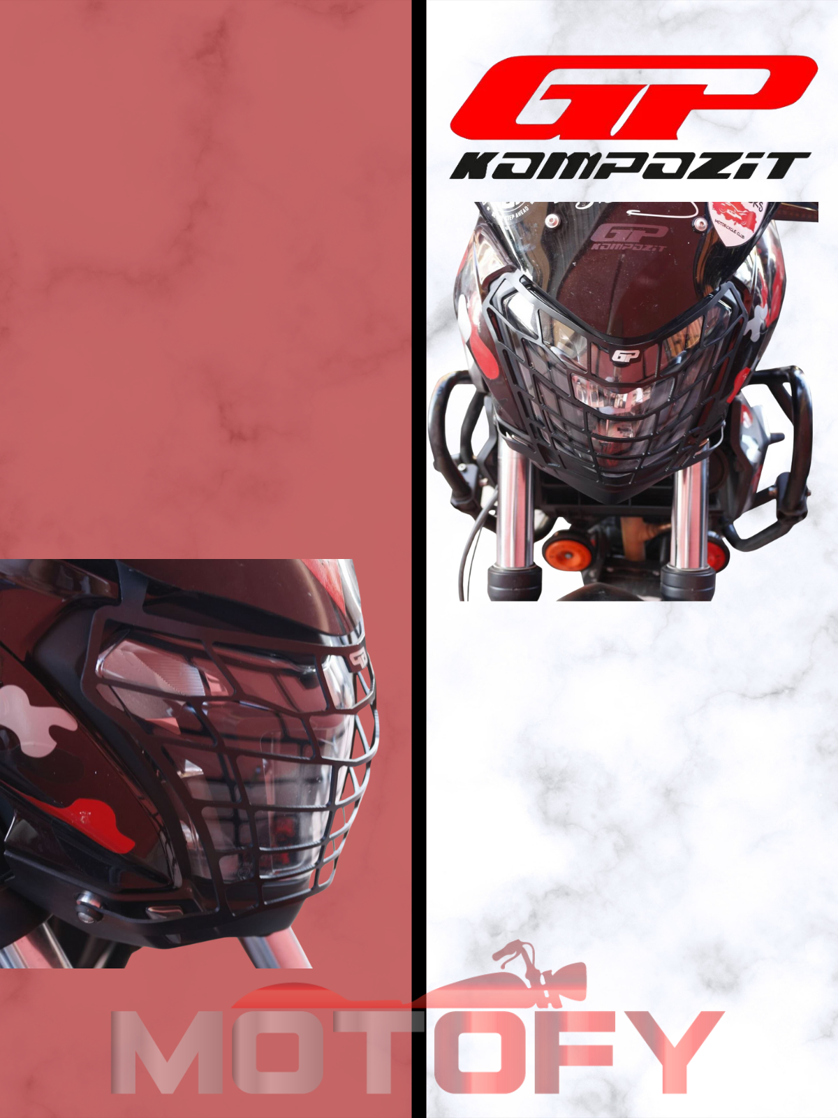 GP Kompozit Bajaj Dominar 250 / 400 2017-2024 Uyumlu Far Koruma Siyah