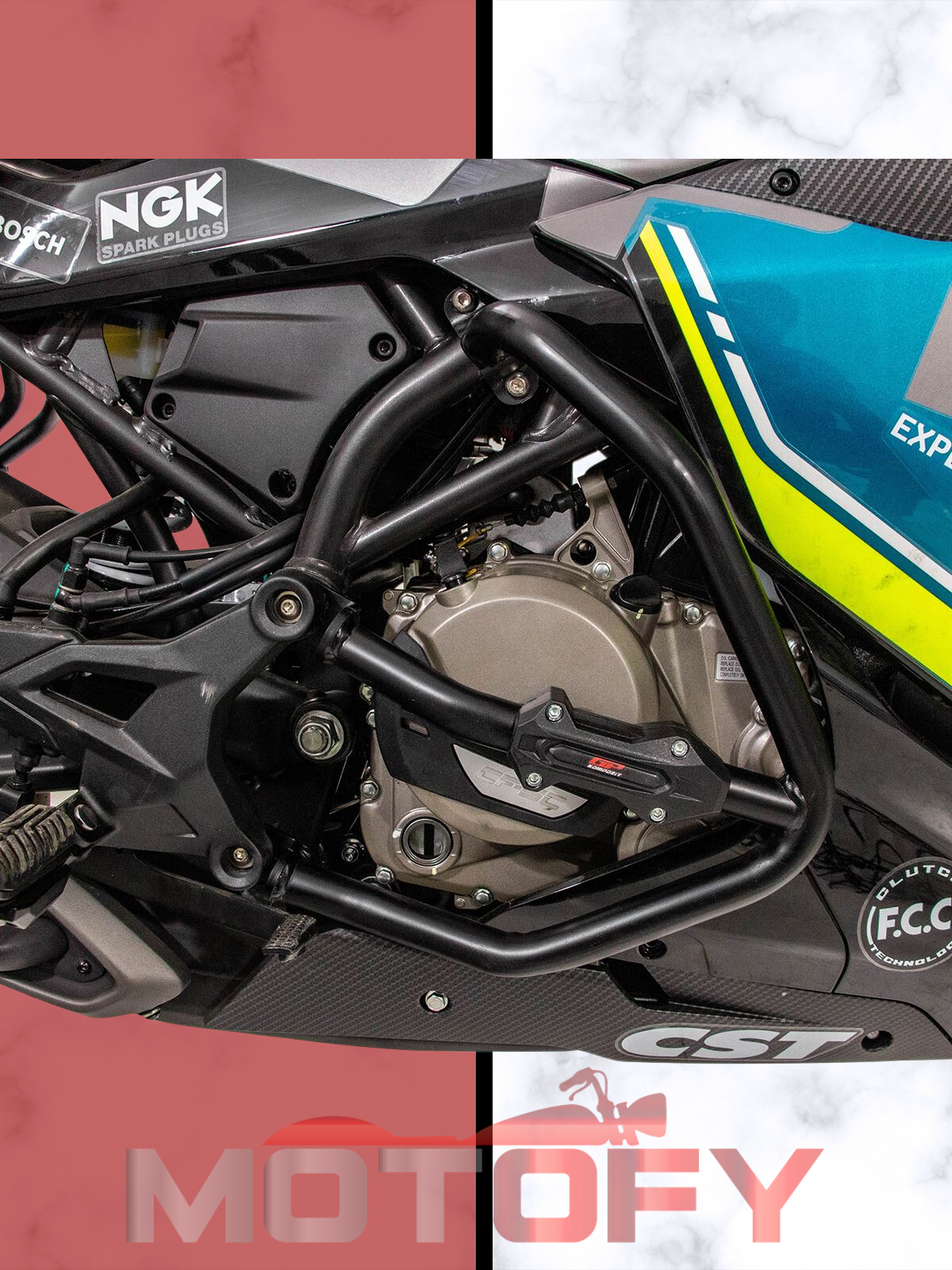 GP Kompozit CF Moto 250 SR 2020-2024 Uyumlu Motor Koruma Demiri Siyah