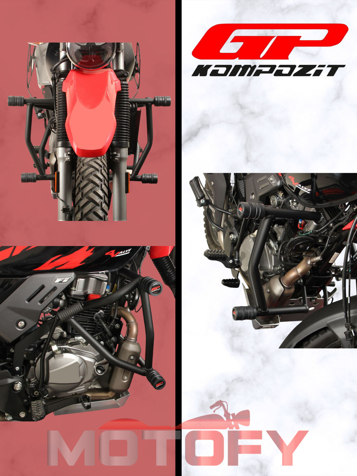 GP Kompozit Hero X-Pulse 200 2022-2024 Uyumlu Motor Koruma Demiri Siyah