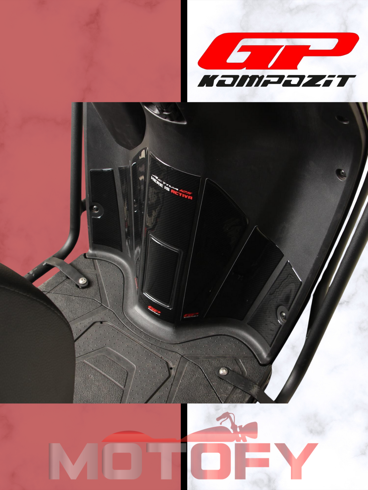 GP Kompozit Honda Activa 125 2023-2024 Uyumlu Tank Pad Seti Karbon