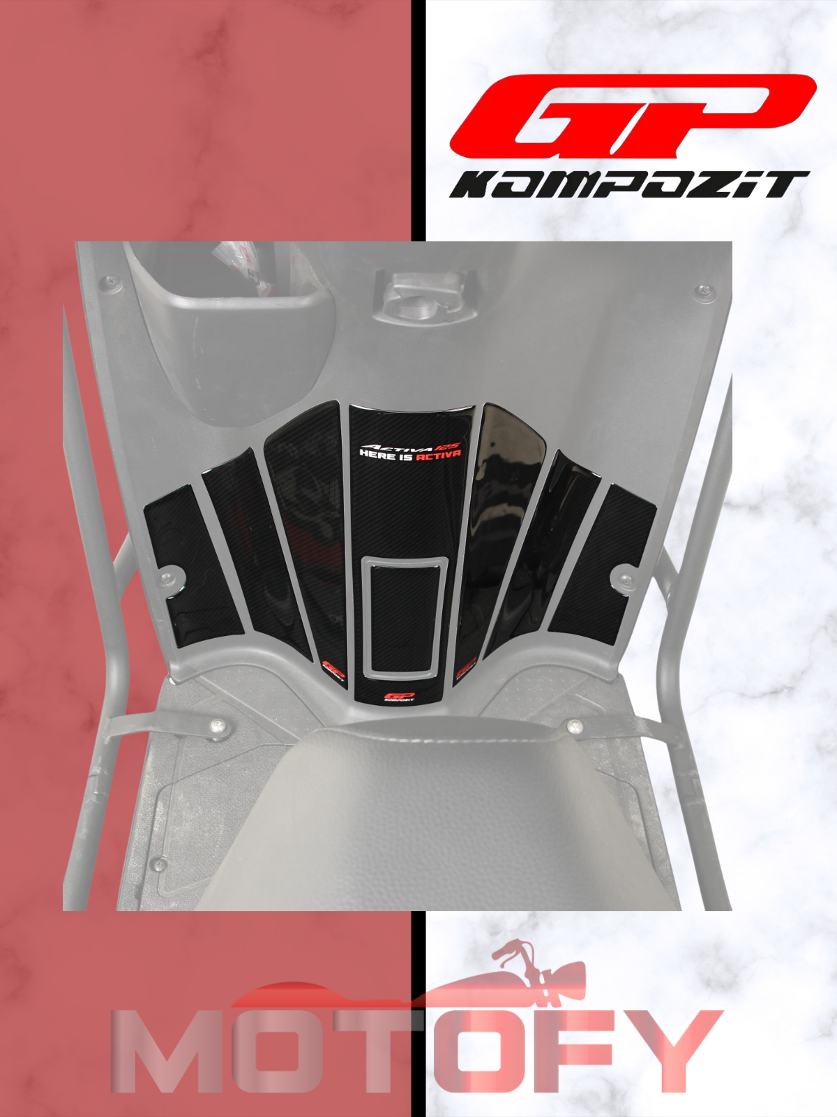 GP Kompozit Honda Activa 125 2023-2024 Uyumlu Tank Pad Seti Karbon