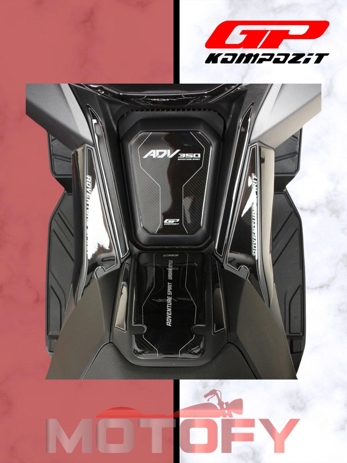 GP Kompozit Honda ADV 350 2023-2024 Uyumlu Tank Pad Seti Karbon