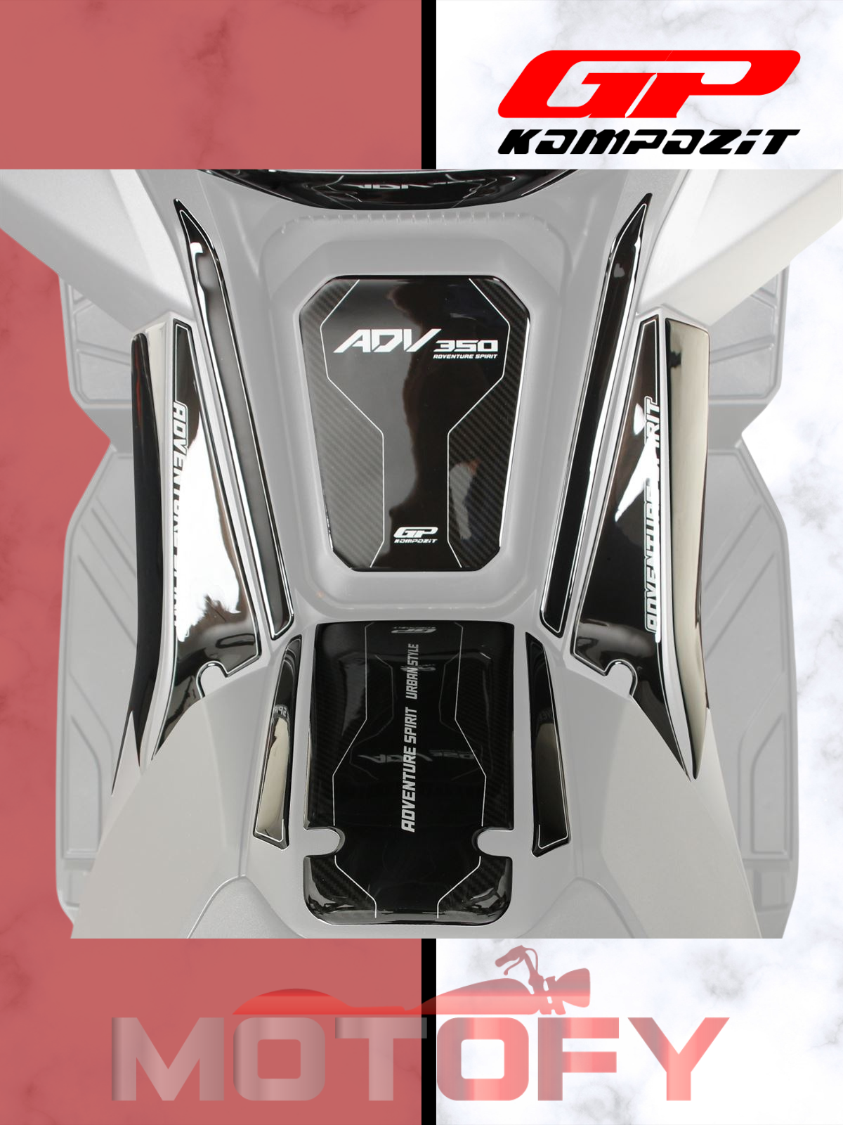 GP Kompozit Honda ADV 350 2023-2024 Uyumlu Tank Pad Seti Karbon