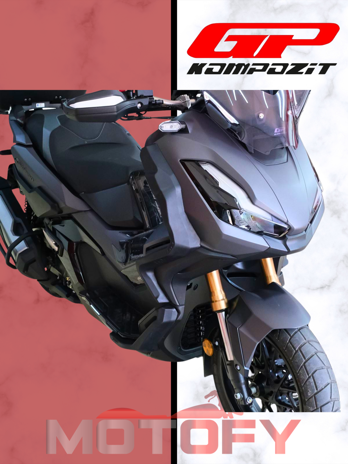 GP Kompozit Honda ADV 350 2023-2024 Uyumlu Üst Bacak Koruma Siyah
