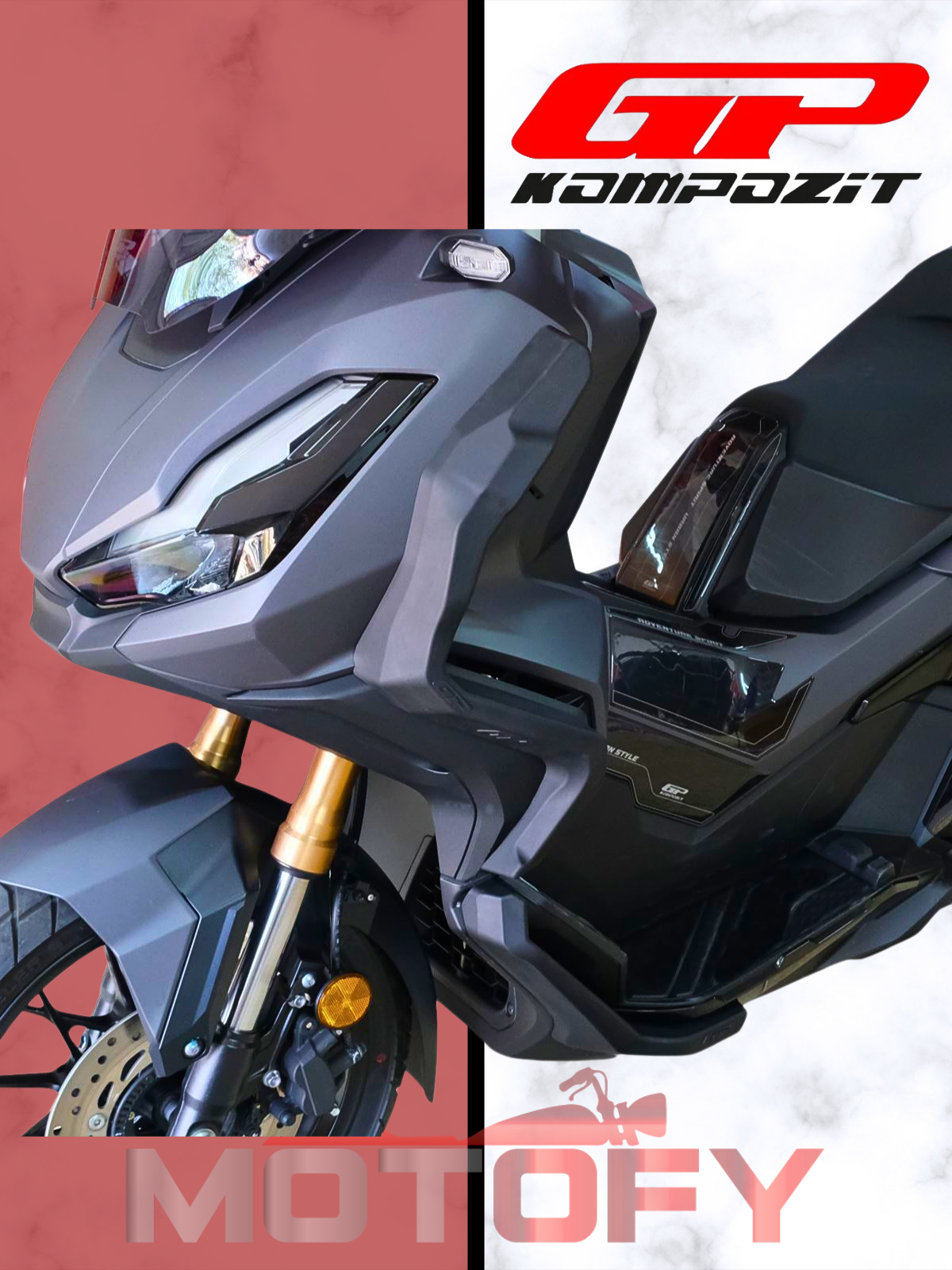 GP Kompozit Honda ADV 350 2023-2024 Uyumlu Üst Bacak Koruma Siyah