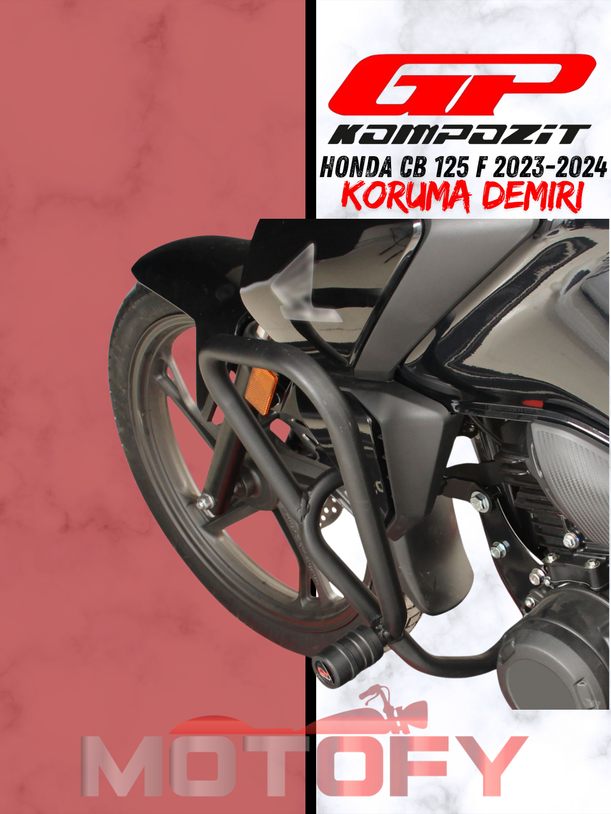 GP Kompozit Honda CB125F 2023-2024 Uyumlu Motor Koruma Demiri Siyah