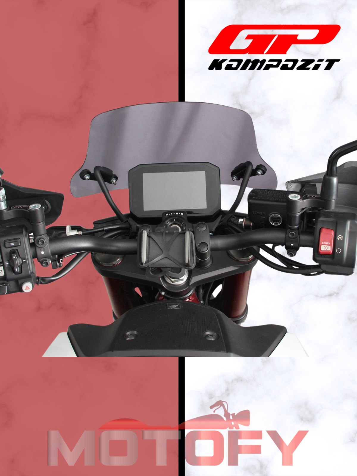 GP Kompozit Honda CB750 Hornet 2023-2024 Uyumlu Ön Cam Siyah 28 cm
