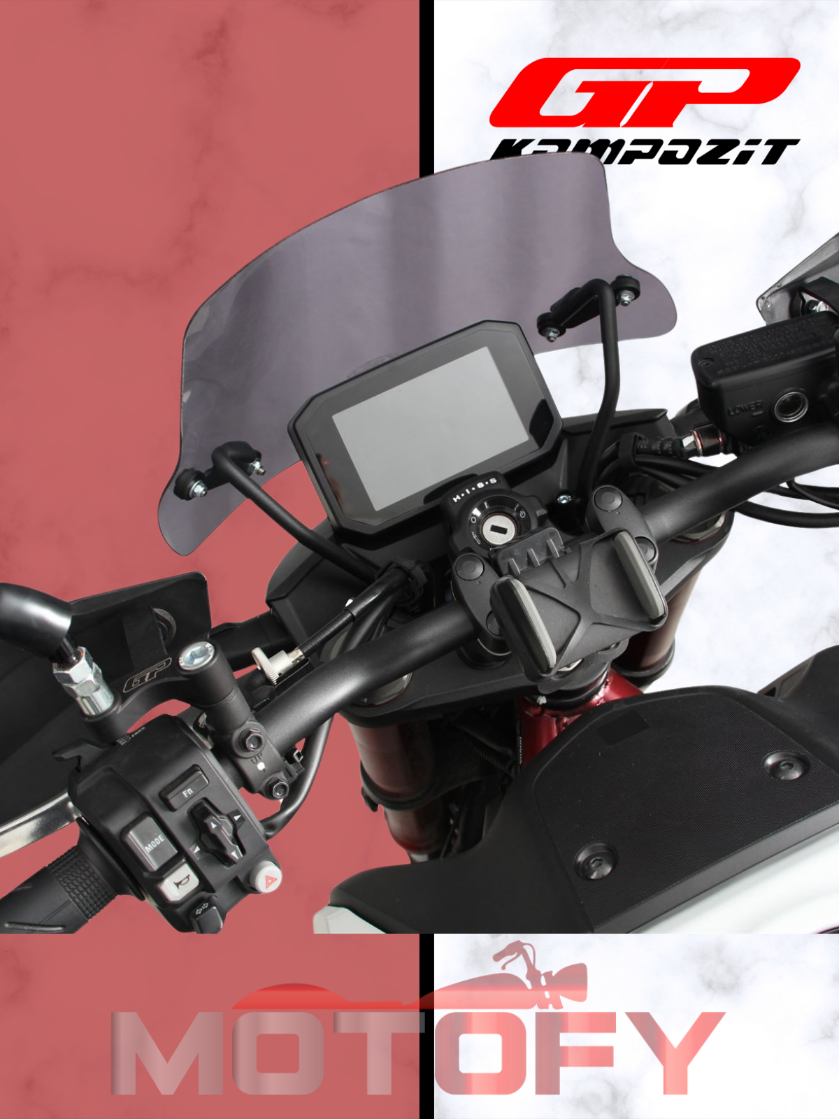 GP Kompozit Honda CB750 Hornet 2023-2024 Uyumlu Ön Cam Siyah 28 cm