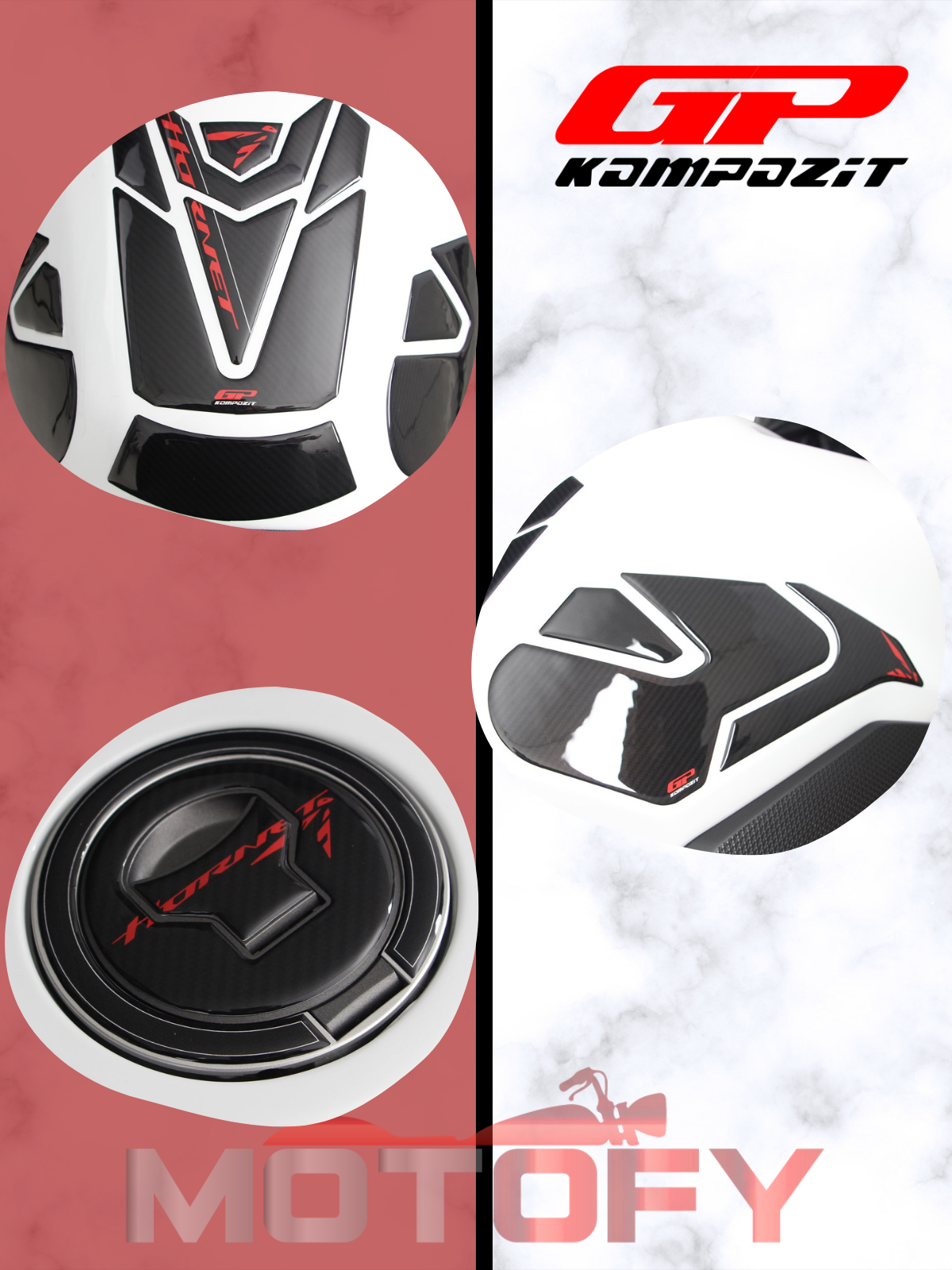 GP Kompozit Honda CB750 Hornet 2023-2024 Tank Pad Seti Karbon