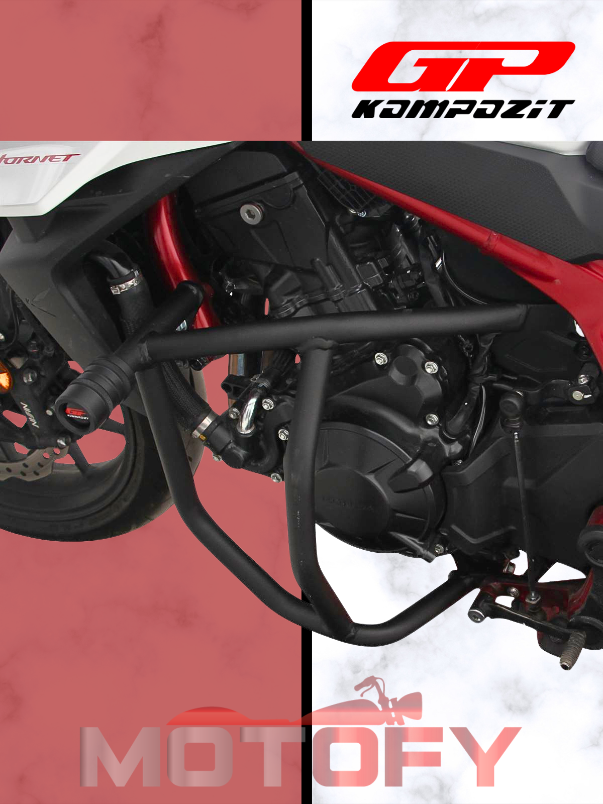 GP Kompozit Honda CB750 Hornet 2023-2024 Uyumlu Motor Koruma Demiri Siyah