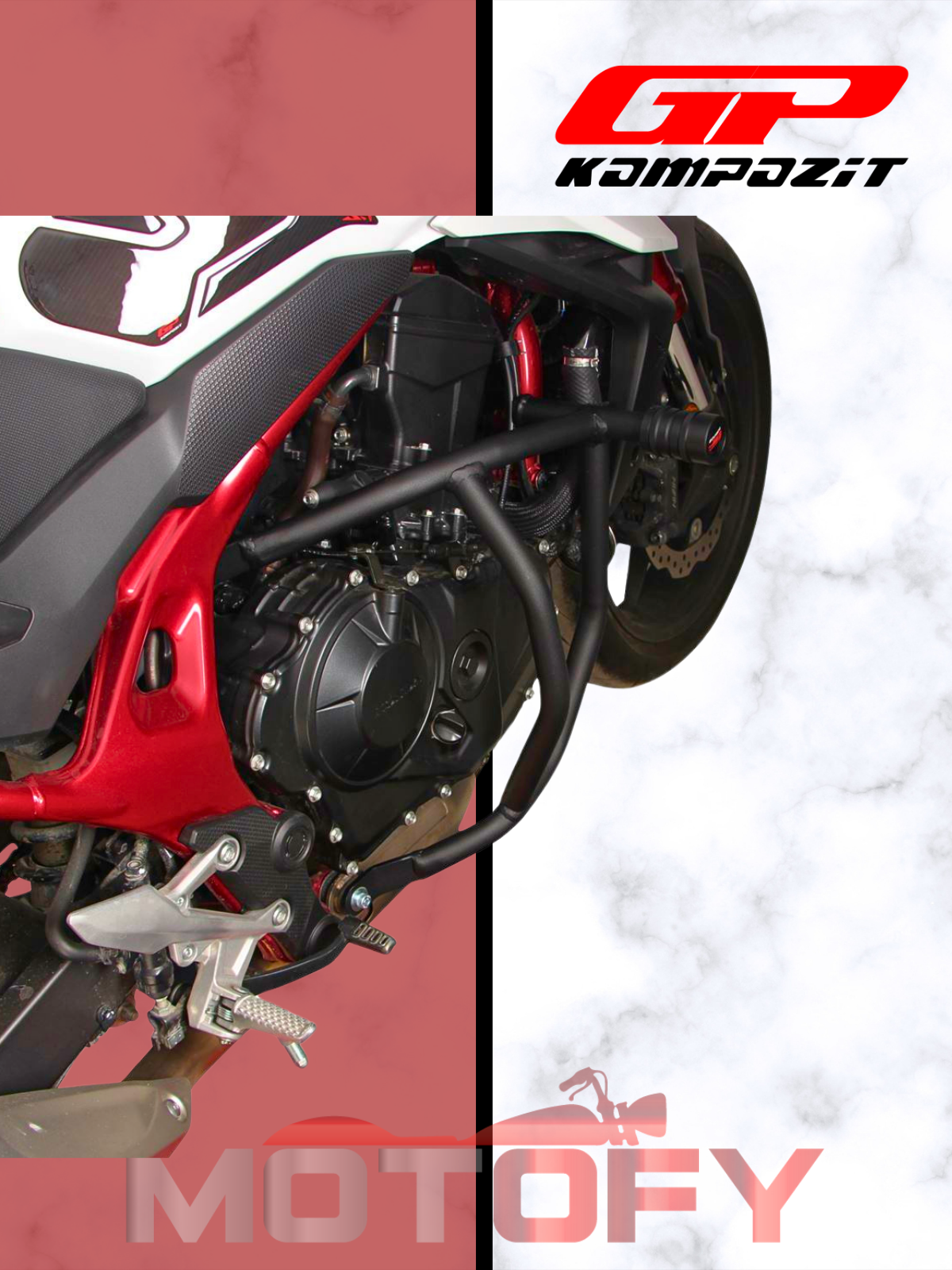 GP Kompozit Honda CB750 Hornet 2023-2024 Uyumlu Motor Koruma Demiri Siyah