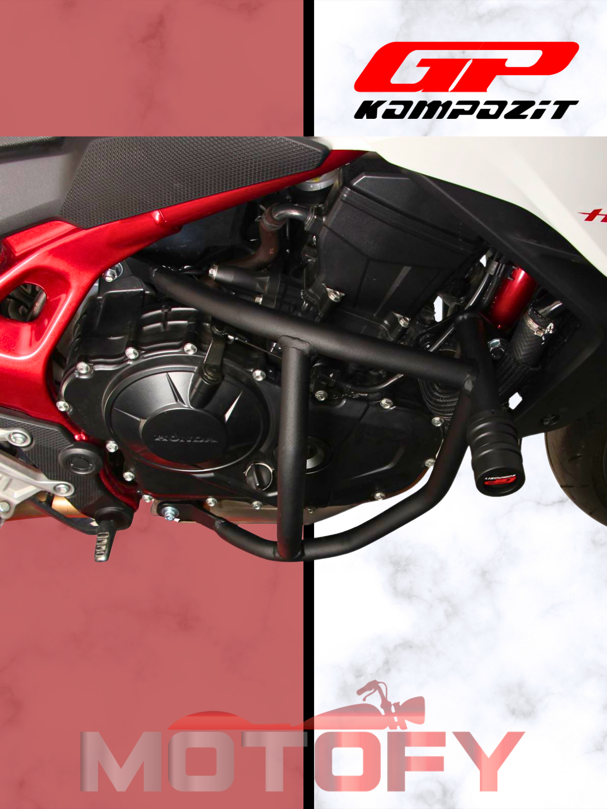GP Kompozit Honda CB750 Hornet 2023-2024 Uyumlu Motor Koruma Demiri Siyah