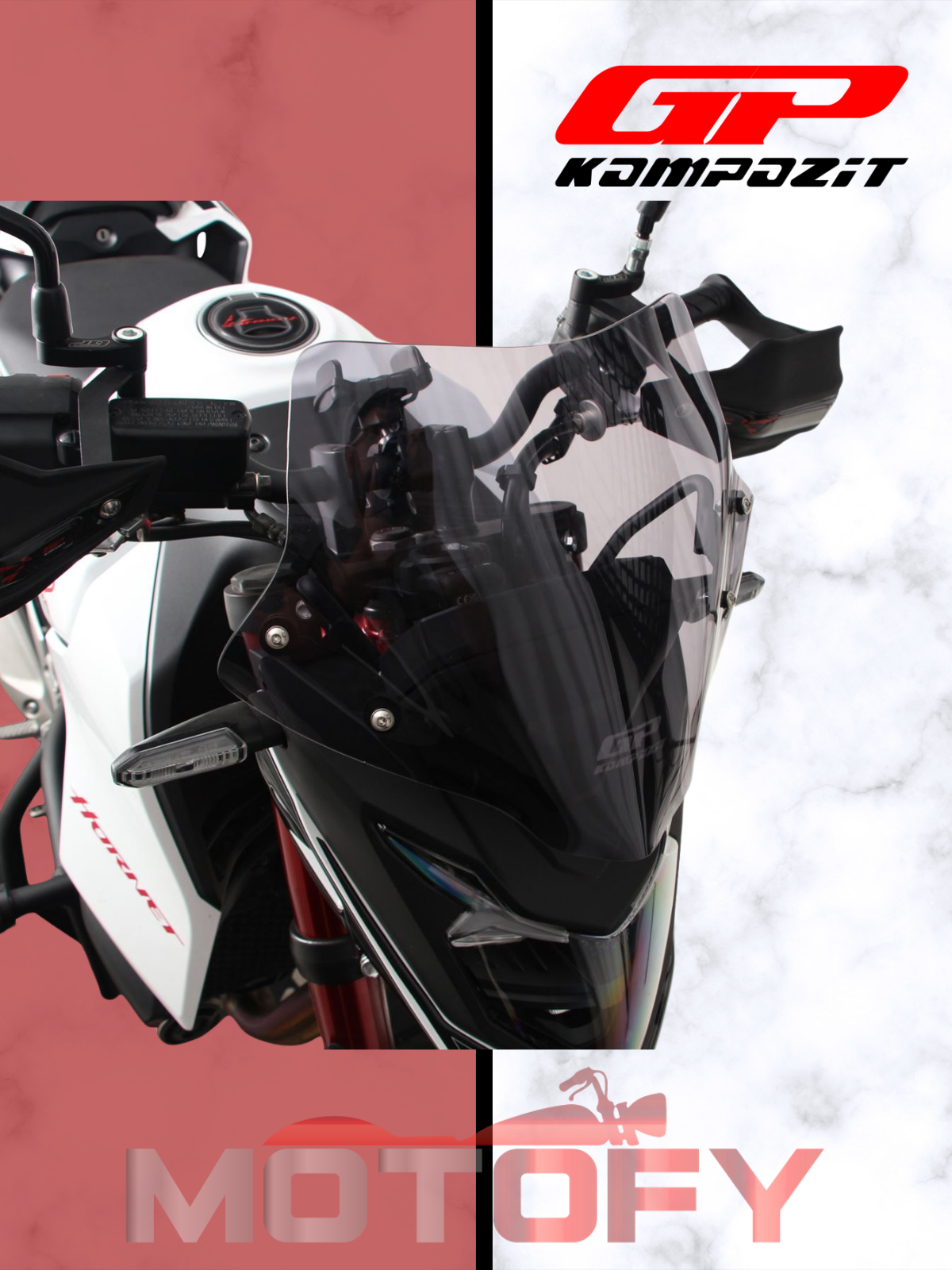 GP Kompozit Honda CB750 Hornet 2023-2024 Uyumlu Ön Cam Siyah 28 cm