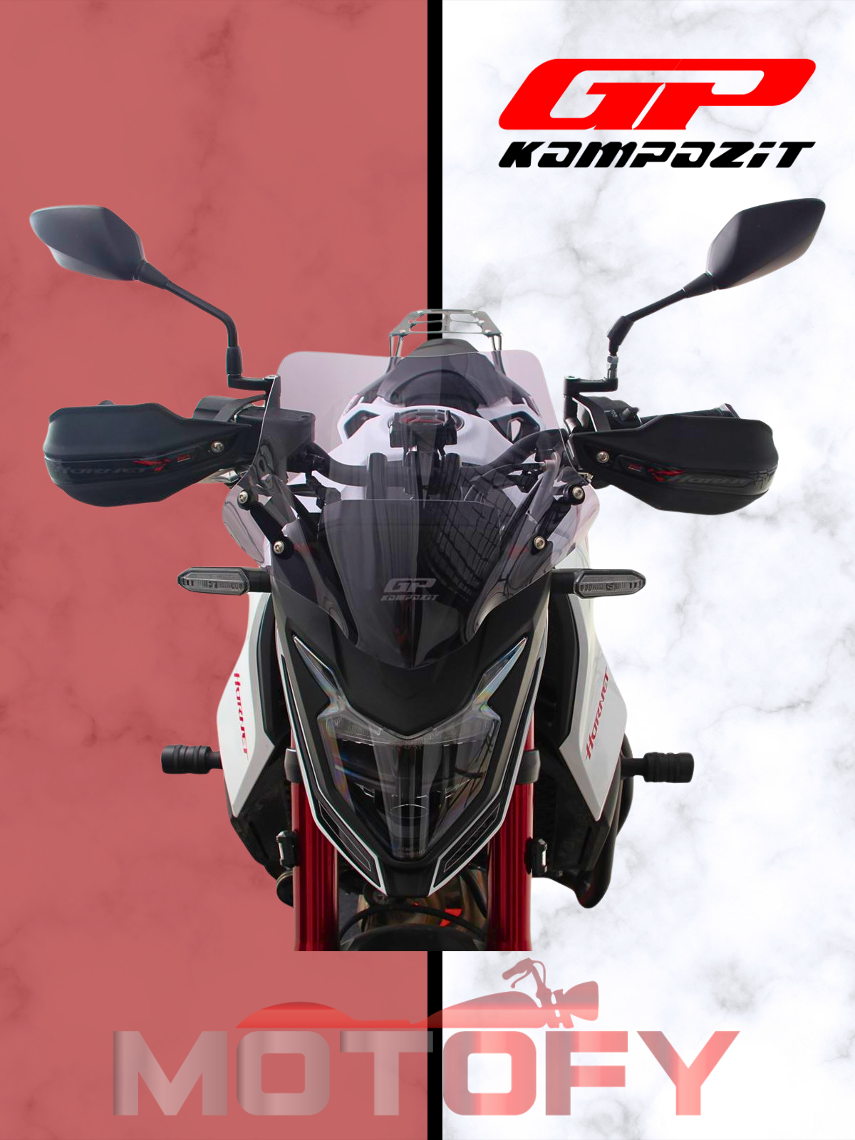GP Kompozit Honda CB750 Hornet 2023-2024 Uyumlu Ön Cam Siyah 28 cm
