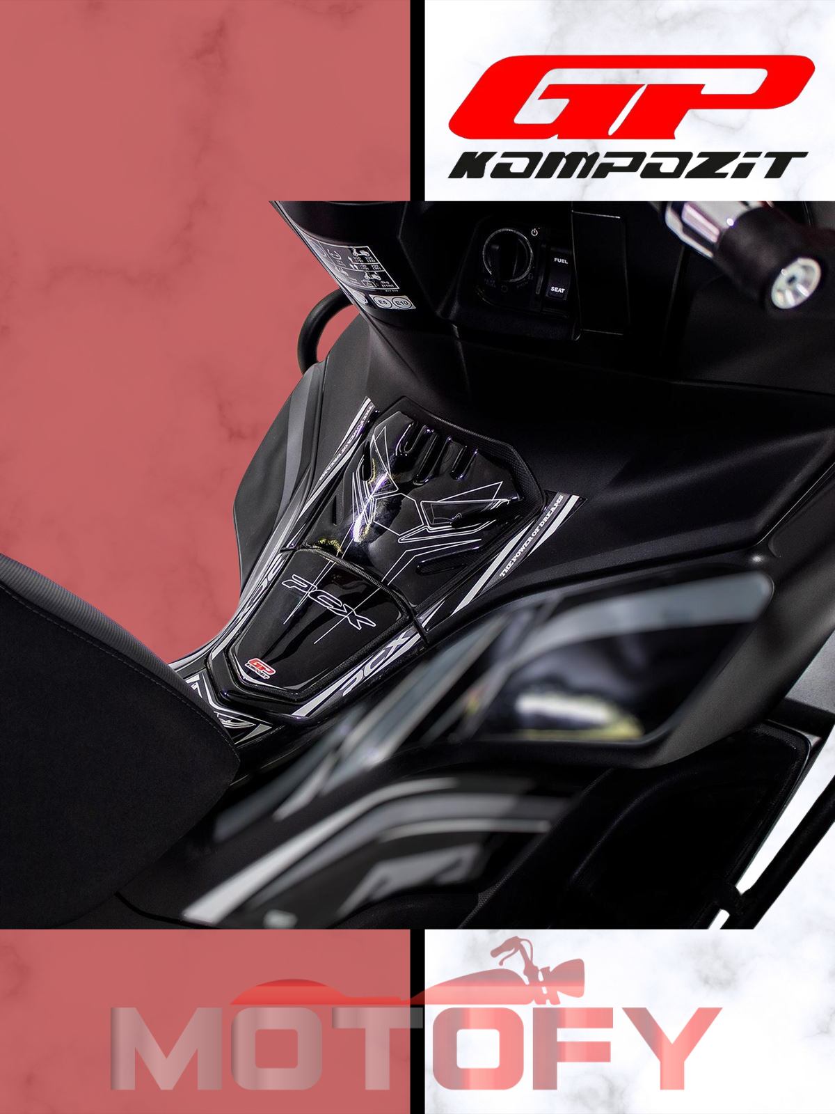 GP Kompozit Honda PCX 125 2021-2024 Uyumlu Tank Pad Gri