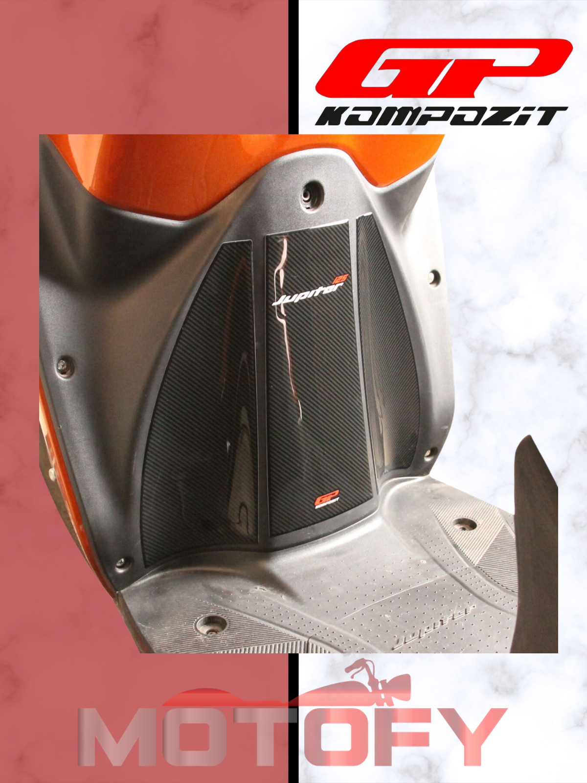 GP Kompozit TVS Jupiter 125 2023-2024 Uyumlu Tank Pad Seti Karbon
