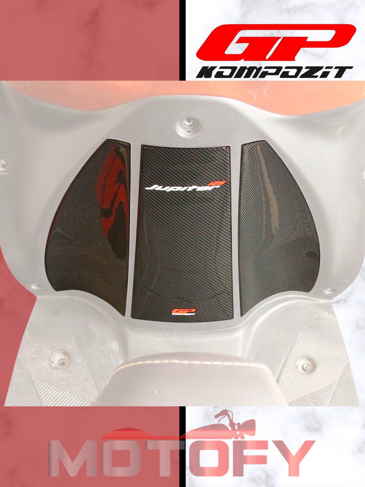 GP Kompozit TVS Jupiter 125 2023-2024 Uyumlu Tank Pad Seti Karbon