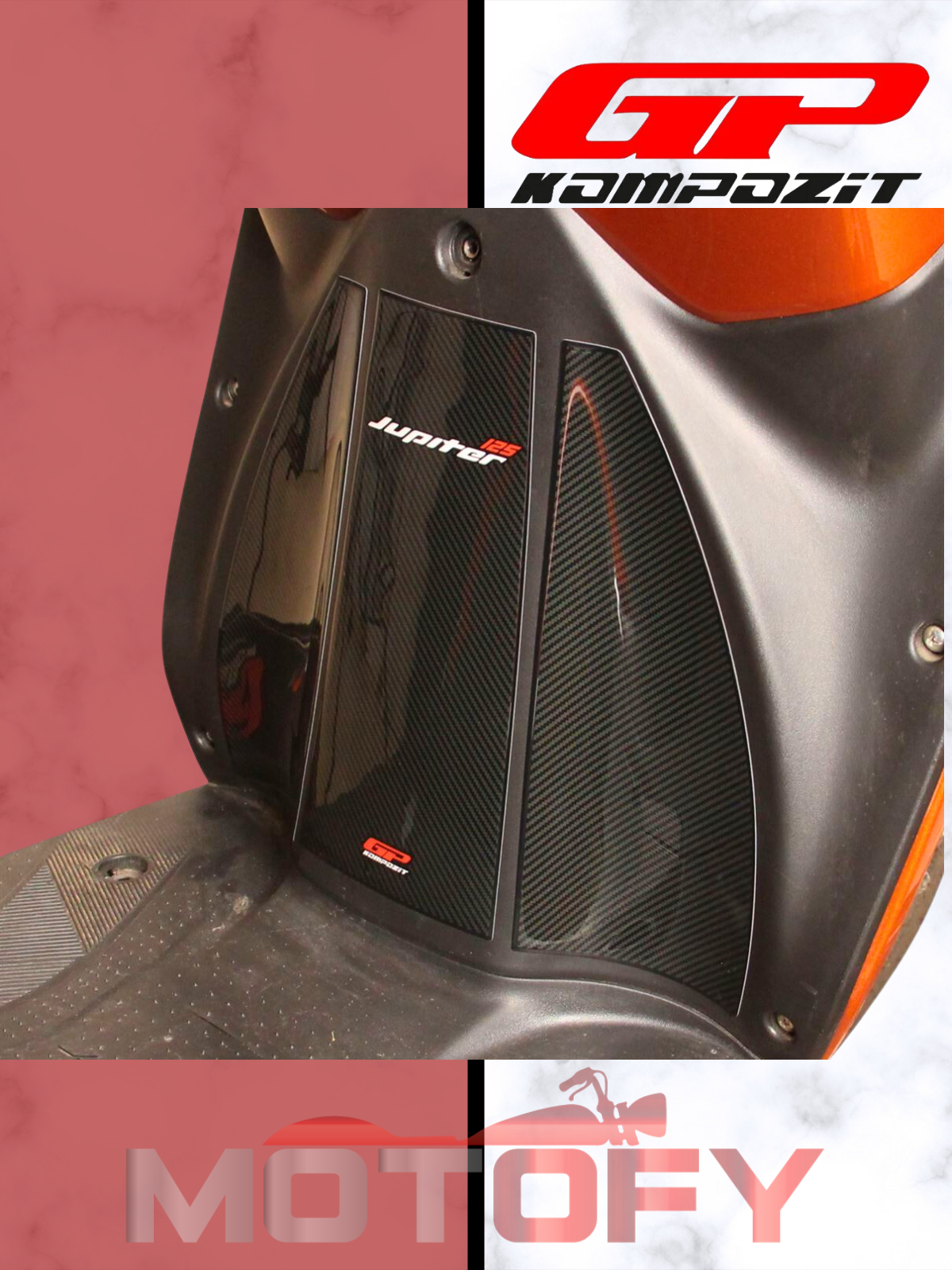 GP Kompozit TVS Jupiter 125 2023-2024 Uyumlu Tank Pad Seti Karbon