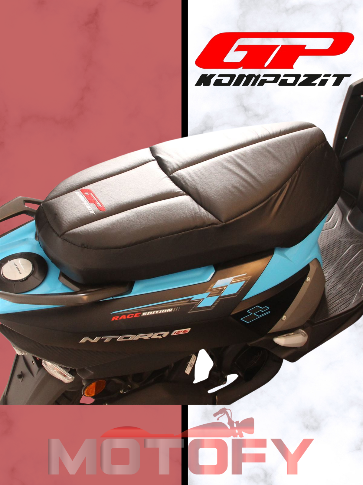 GP Kompozit TVS NTORQ 125 2020-2024 Uyumlu Motosiklet Konfor Sele Kılıfı Siyah