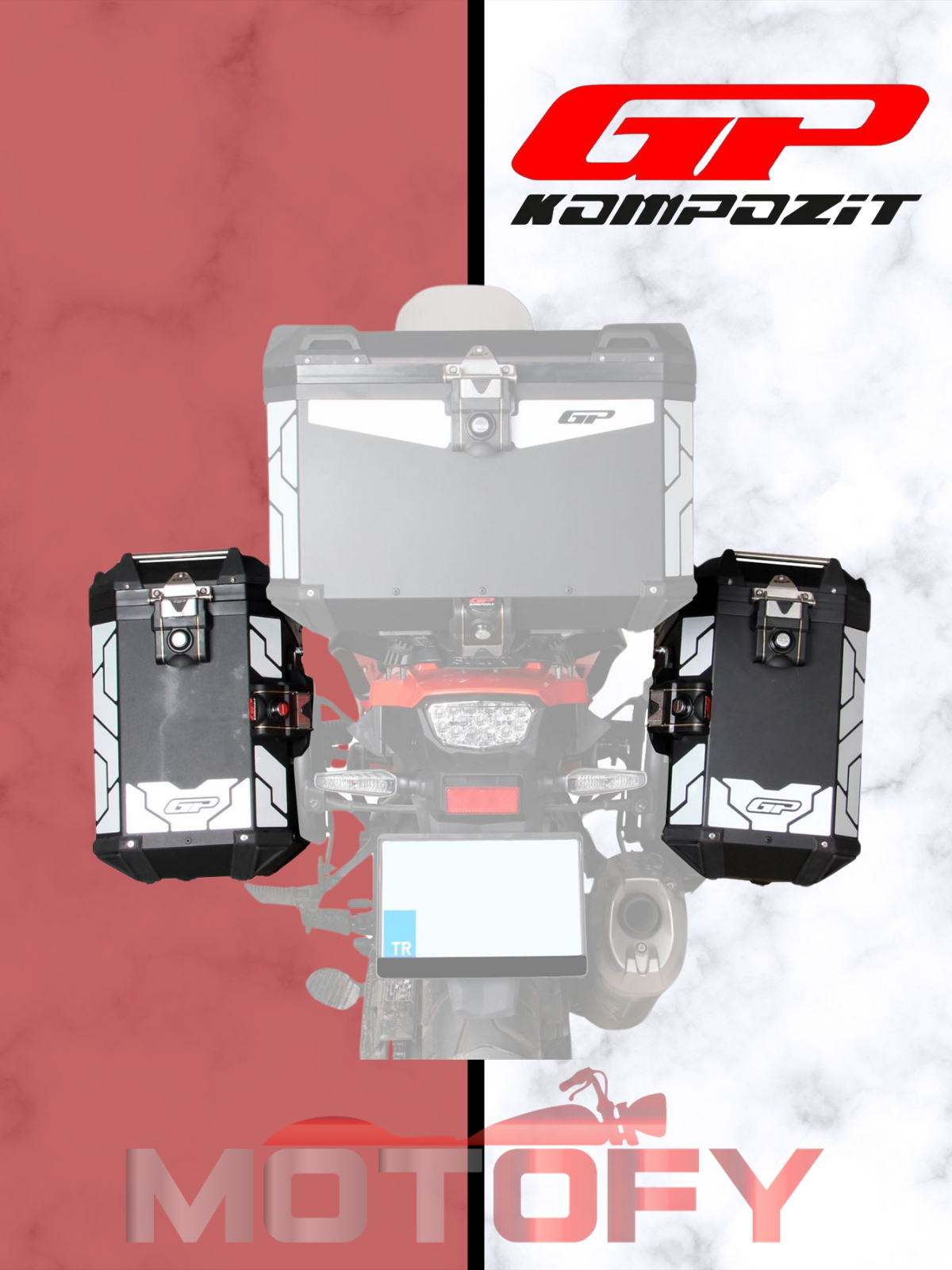 GP Kompozit Universal 40 lt x 2 Alüminyum Motosiklet Yan Çanta Seti SİYAH