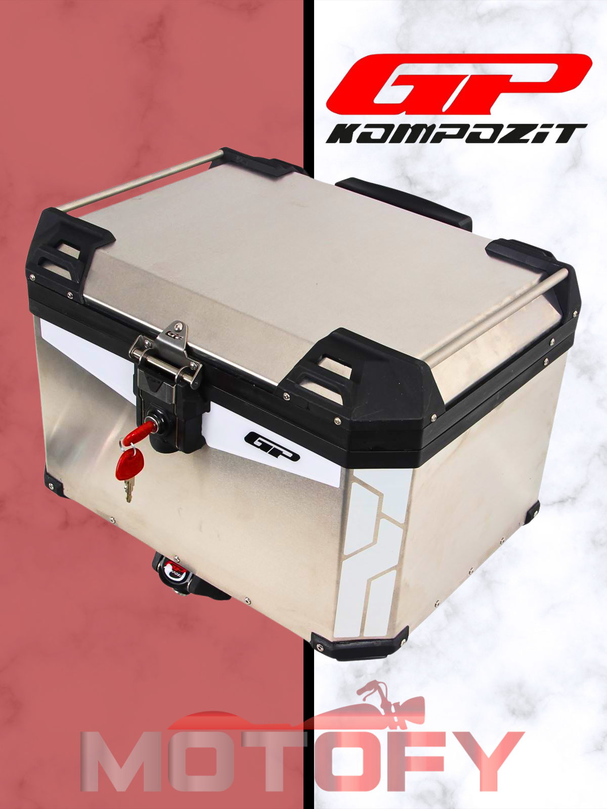 GP Kompozit Universal 57 lt Alüminyum Motosiklet Çantası Gri