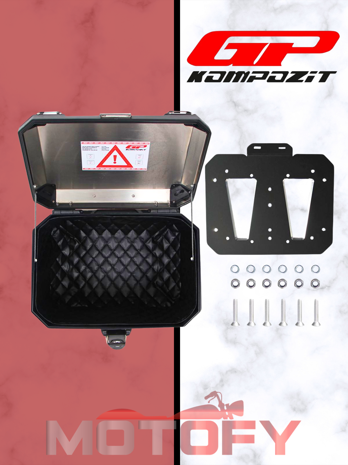 GP Kompozit Universal 57 lt Alüminyum Motosiklet Çantası Gri