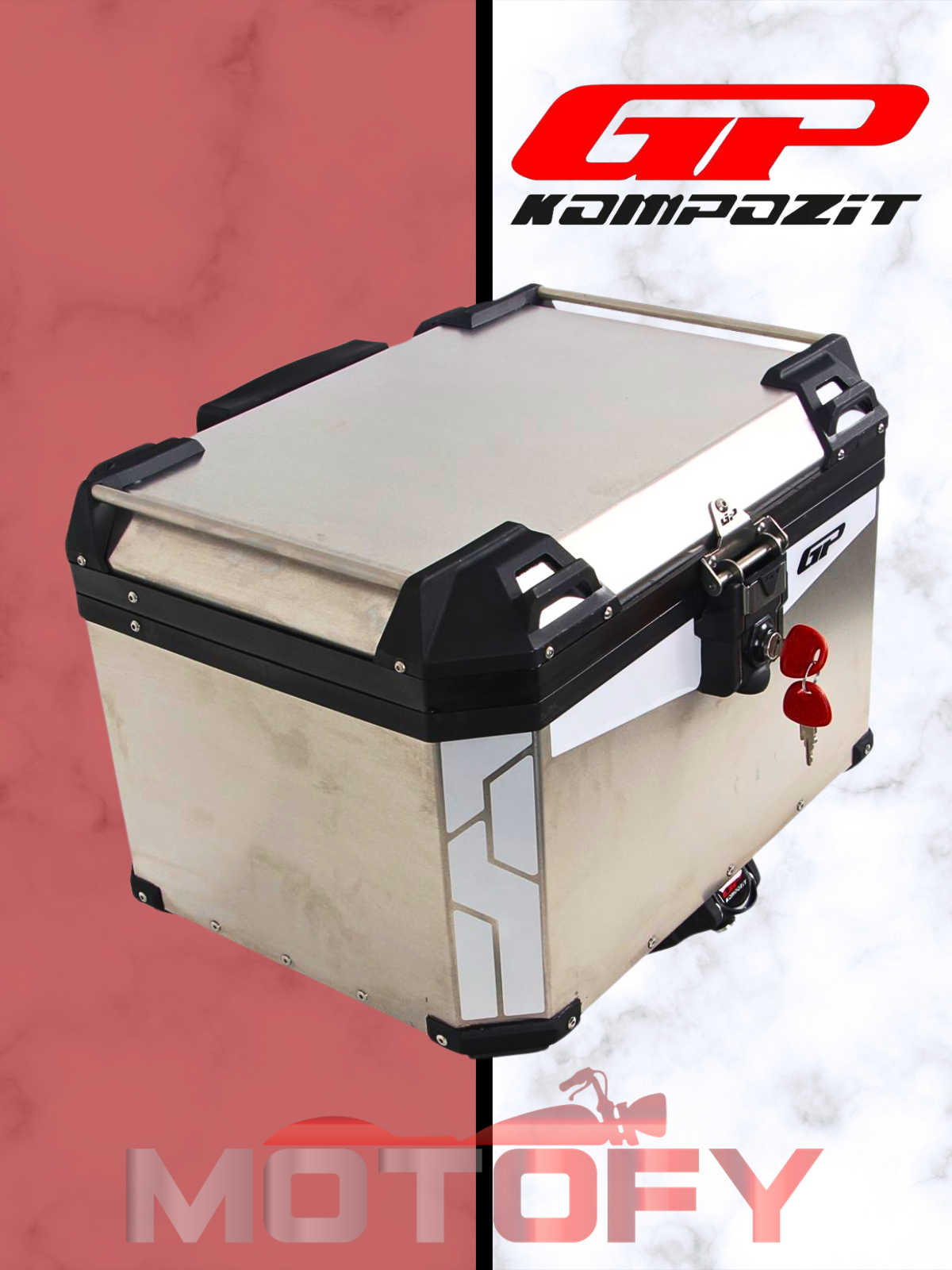 GP Kompozit Universal 57 lt Alüminyum Motosiklet Çantası Gri