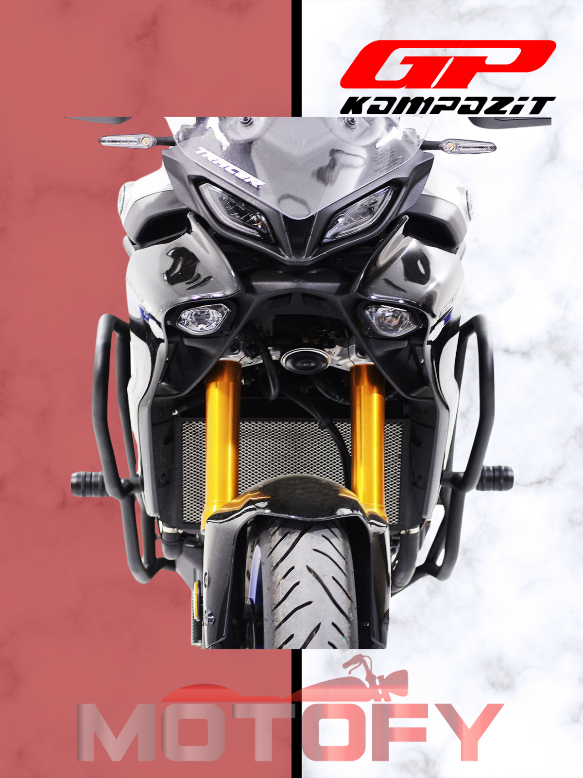 GP Kompozit Yamaha MT-09 Tracer / GT 2021-2024 Uyumlu Motor Koruma Demiri Siyah