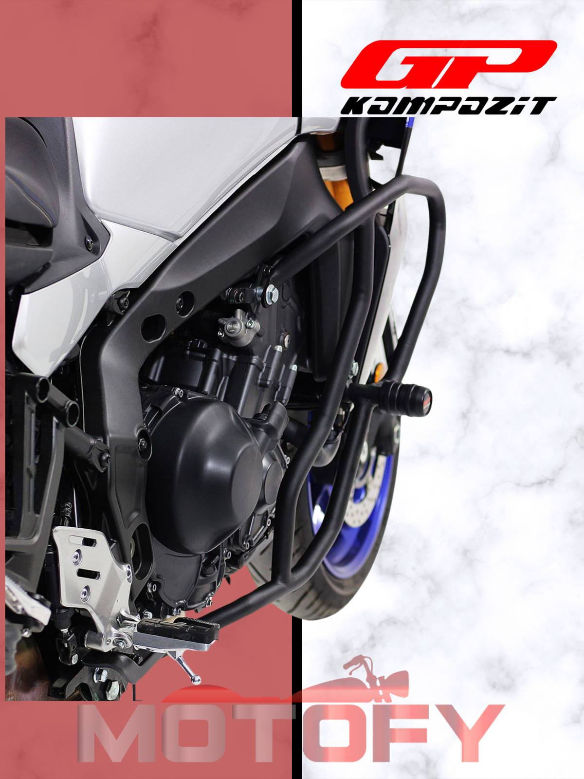 GP Kompozit Yamaha MT-09 Tracer / GT 2021-2024 Uyumlu Motor Koruma Demiri Siyah
