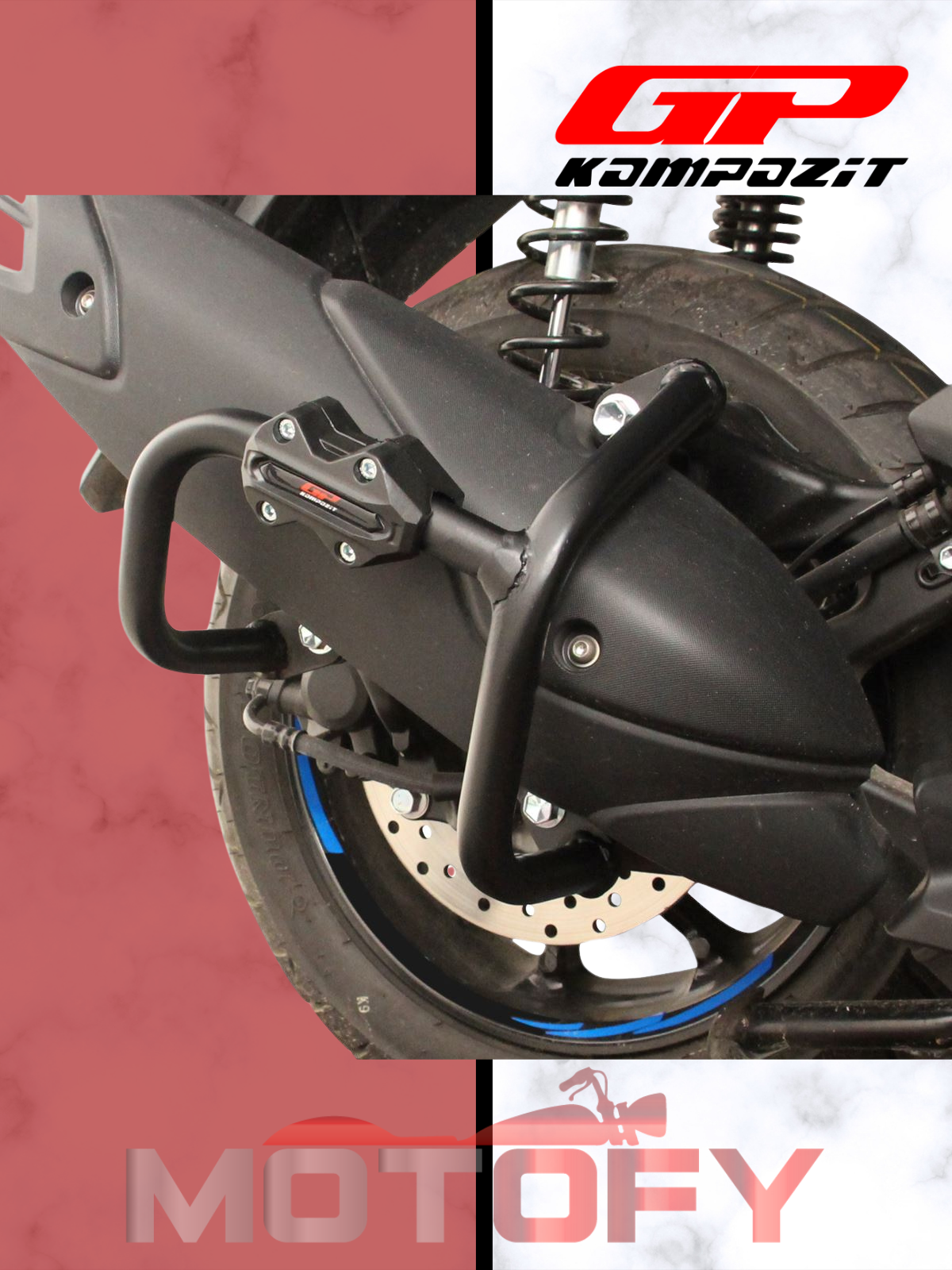 GP Kompozit Yamaha NMAX 125 / 155 2021-2024 Uyumlu Egzoz Koruma Demiri Siyah