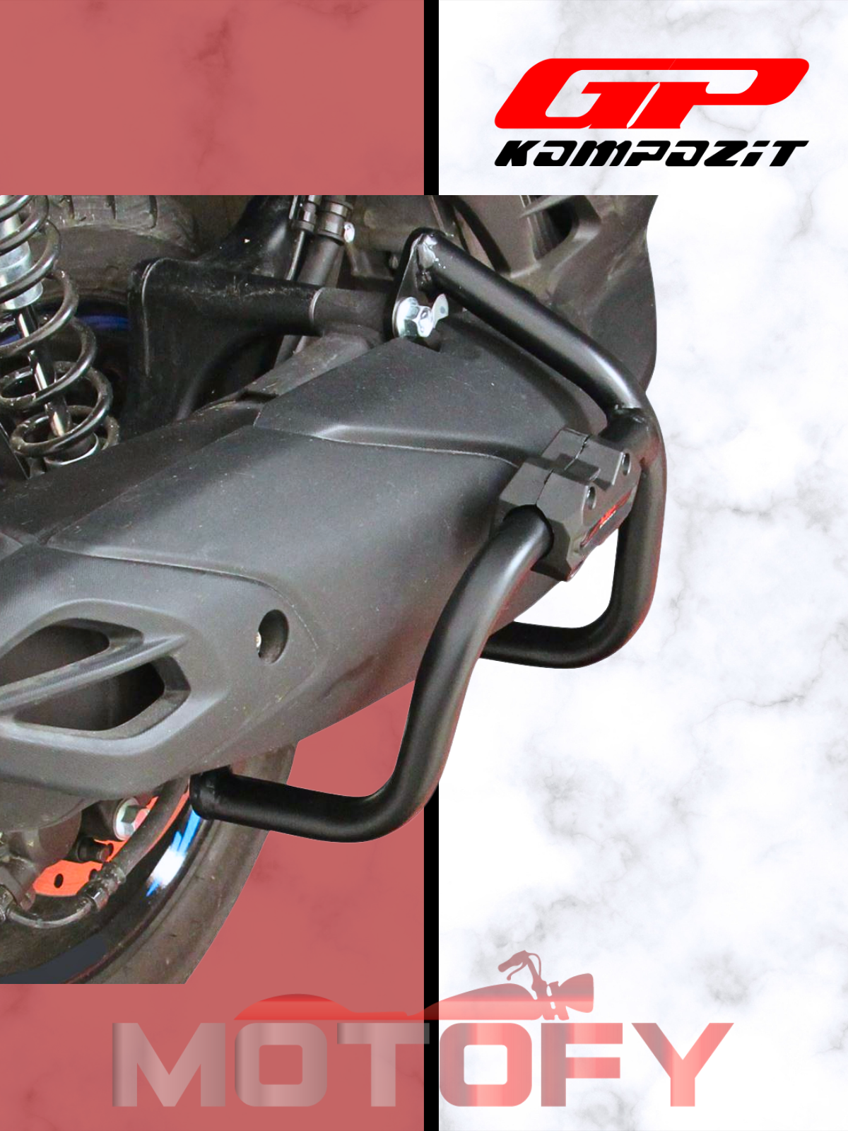GP Kompozit Yamaha NMAX 125 / 155 2021-2024 Uyumlu Egzoz Koruma Demiri Siyah