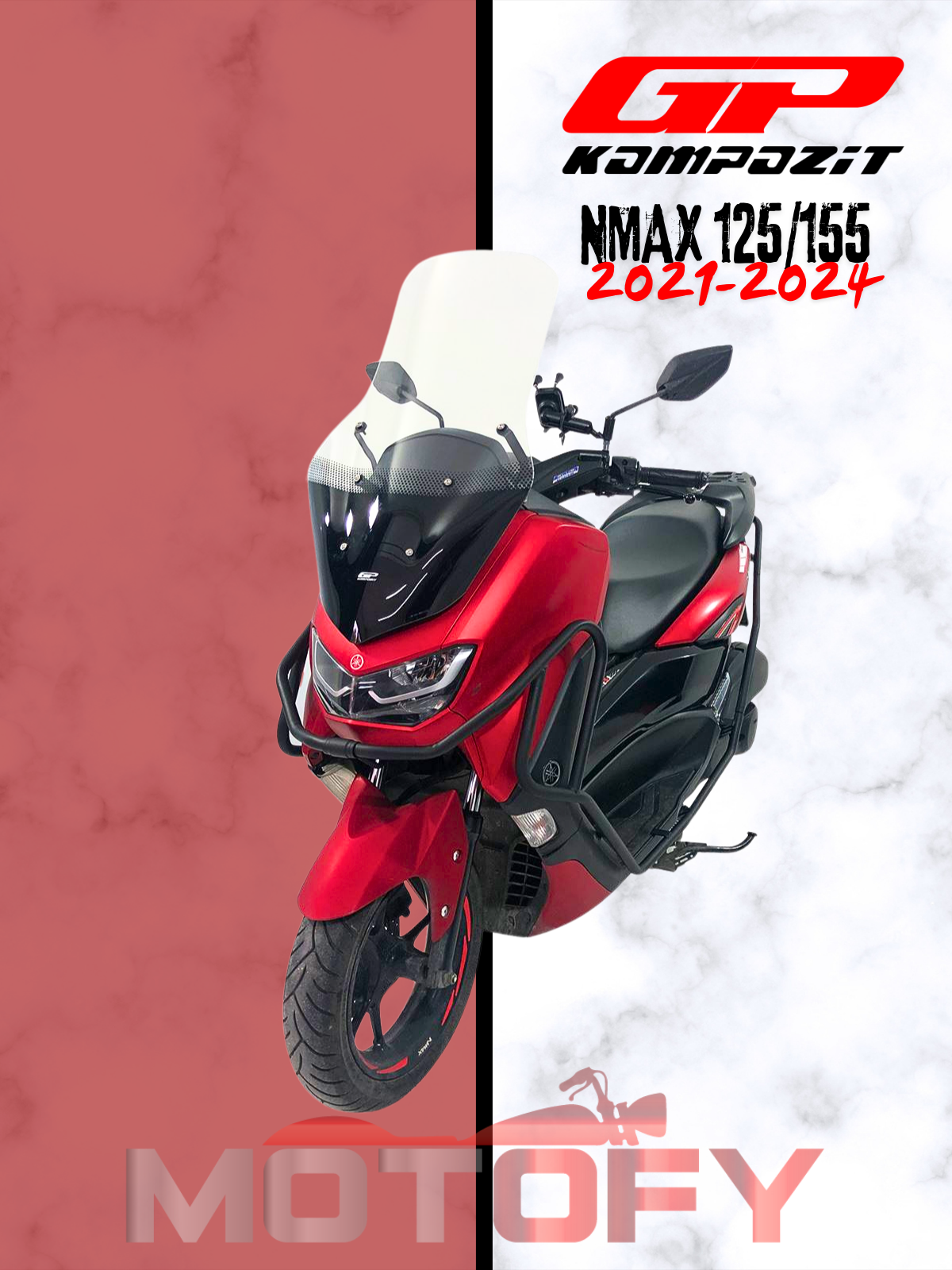 GP Kompozit Yamaha NMAX 125 / 155 2021-2024 Uyumlu Motor Koruma Demiri Siyah