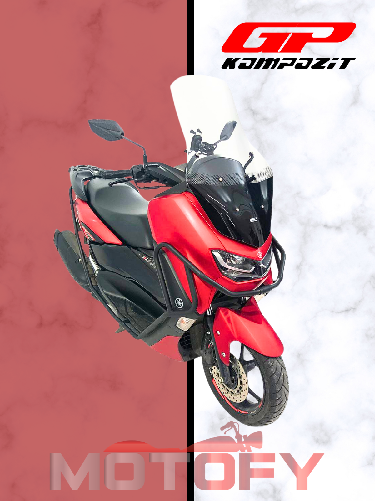 GP Kompozit Yamaha NMAX 125 / 155 2021-2024 Uyumlu Motor Koruma Demiri Siyah