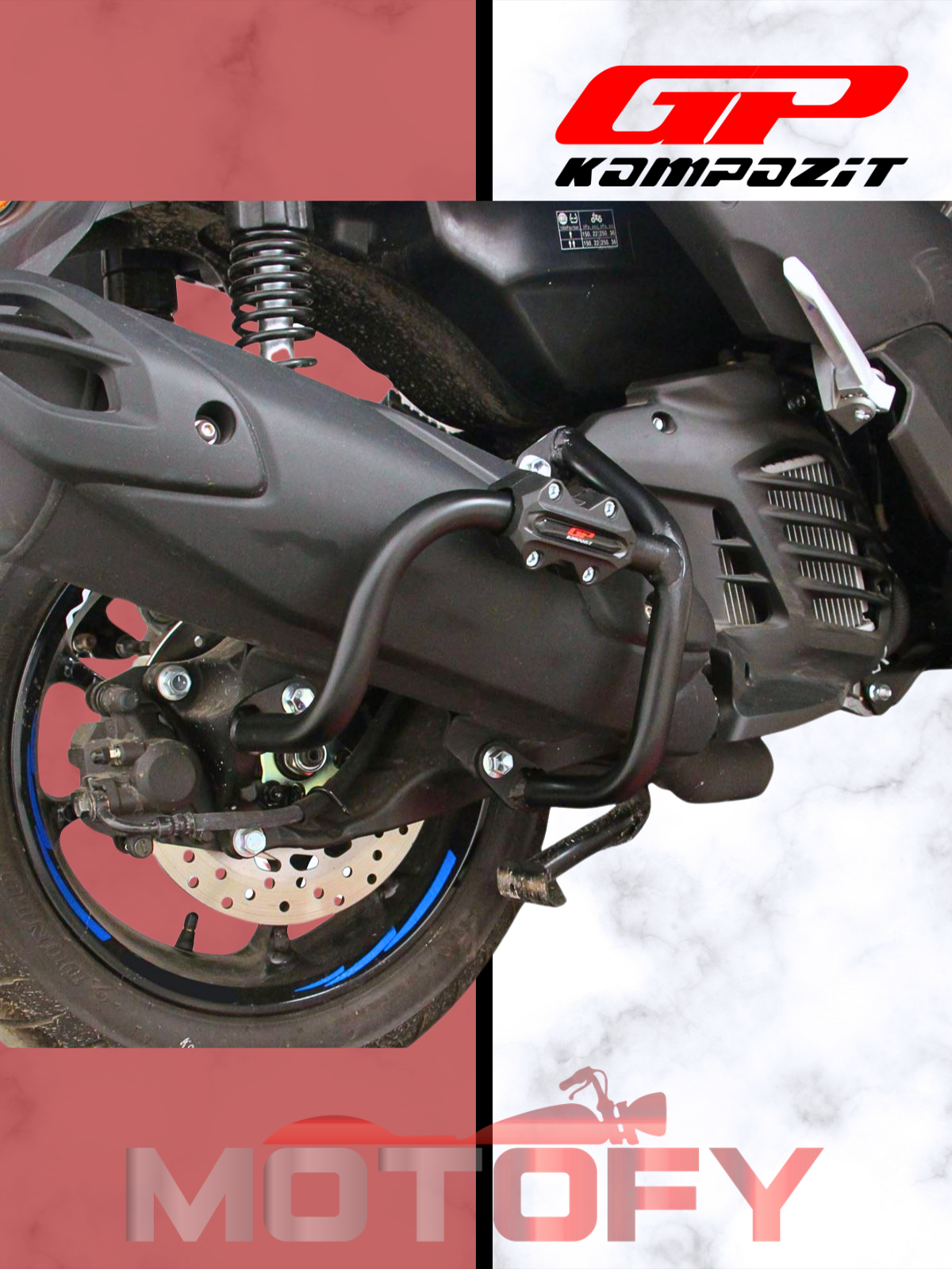 GP Kompozit Yamaha NMAX 125 / 155 2021-2024 Uyumlu Egzoz Koruma Demiri Siyah