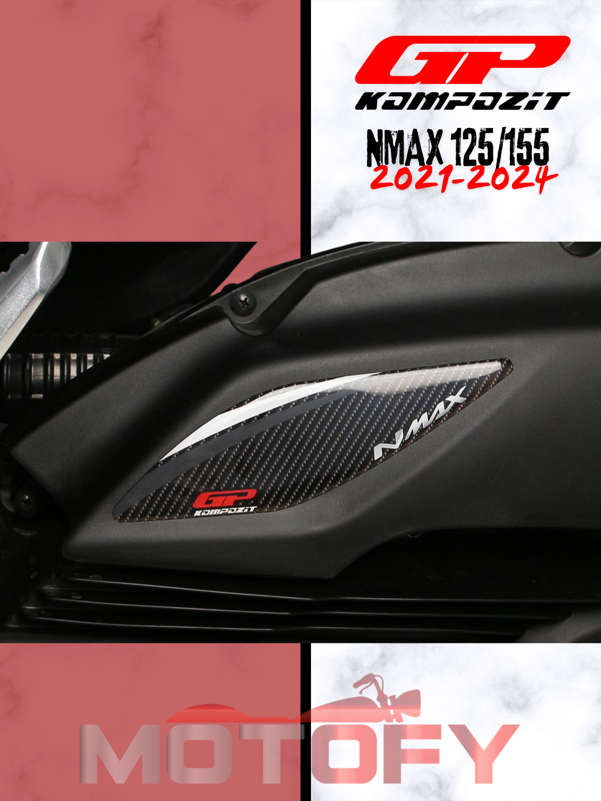 GP Kompozit Yamaha NMAX 125 / 155 2021-2024 Uyumlu Filtre Koruma Pad Kırmızı