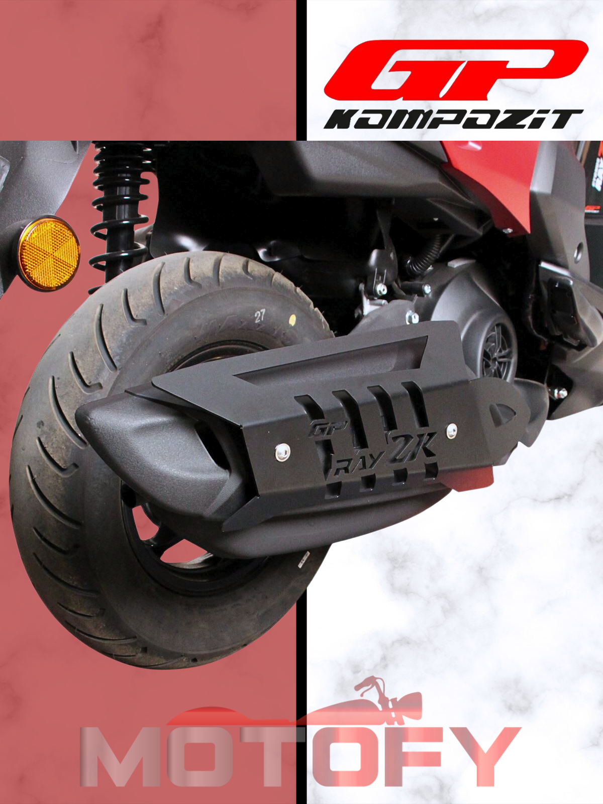 GP Kompozit Yamaha RayZR 2024 Uyumlu Egzoz Koruma Kapağı Siyah